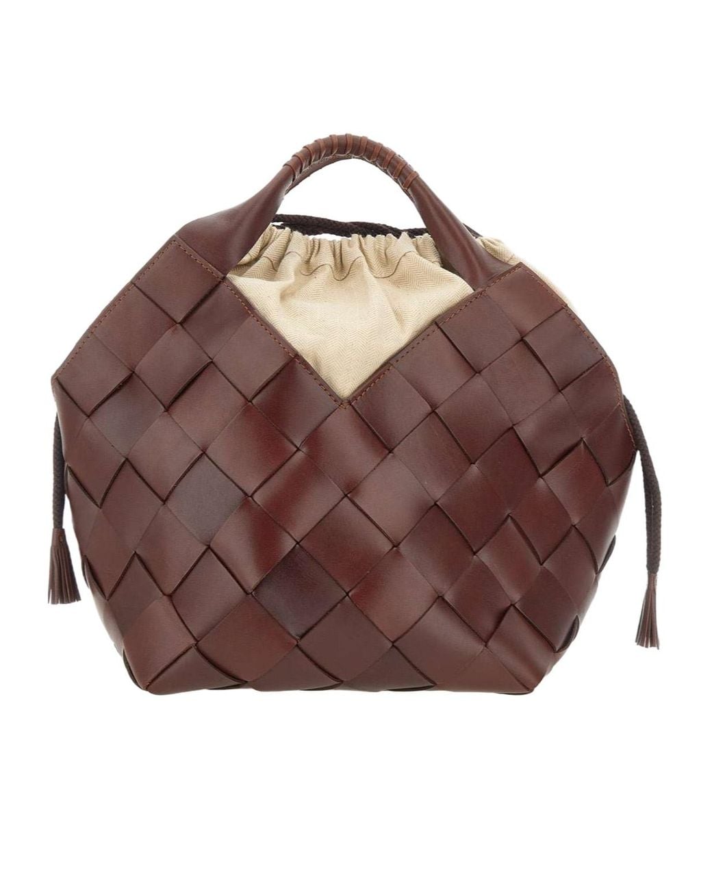 Dragon Diffusion Brown Woven Top Handle Tote Bag