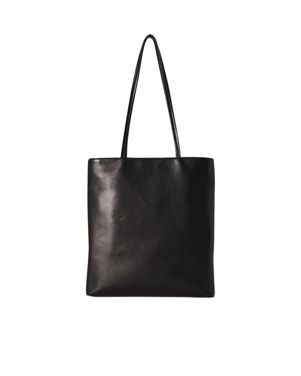 The Row Black Leather Flat Shoulder Bag for men