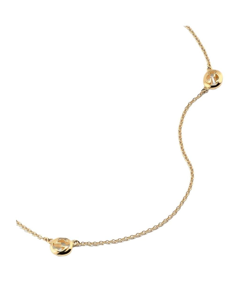 Gucci White Interlocking 18K Pendant Necklace