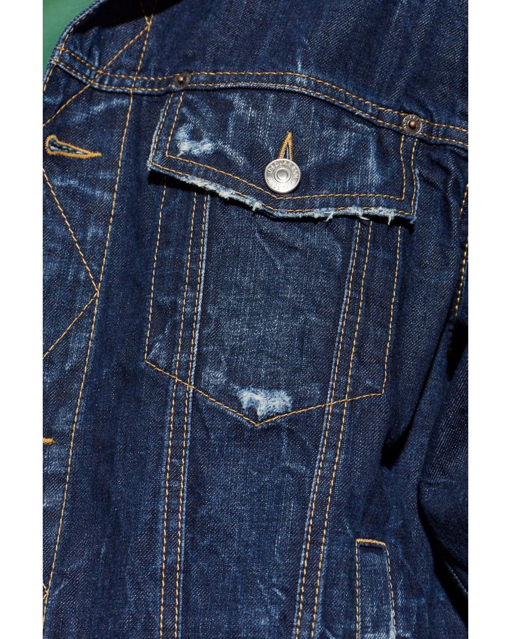 DSquared² Blue Buttoned Distressed Denim Jacket for men