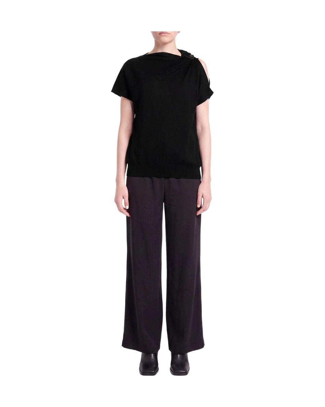 Brunello Cucinelli Black Solid-Color Lightweight Knitted Sweater