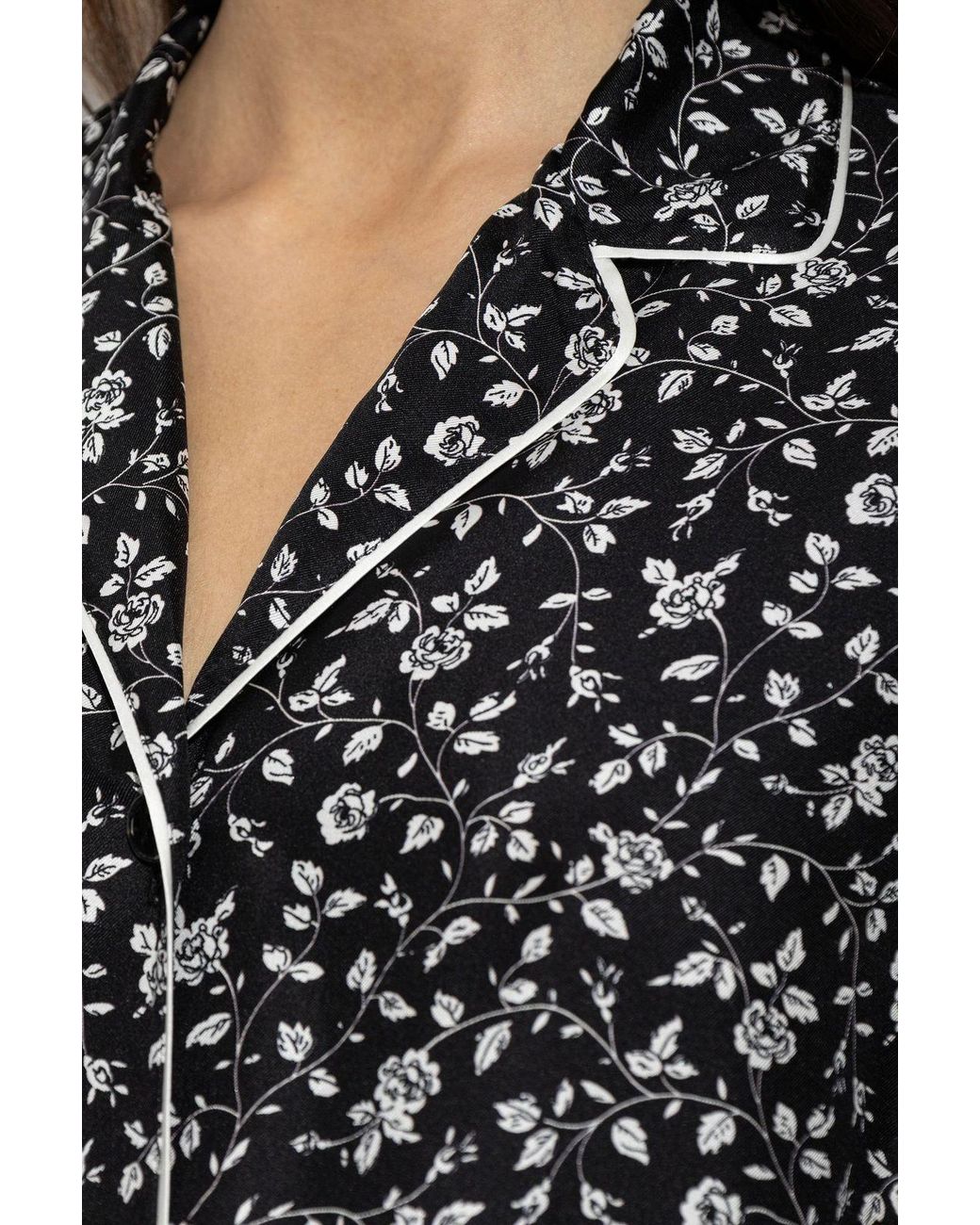 Dolce & Gabbana Black Floral Belted Pajama Shirt
