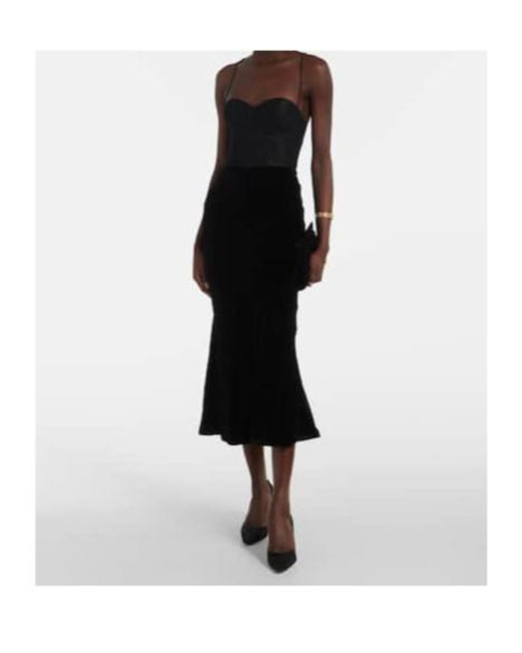 Rebecca Vallance Black Ethel Polka-Dot Bustier Dress