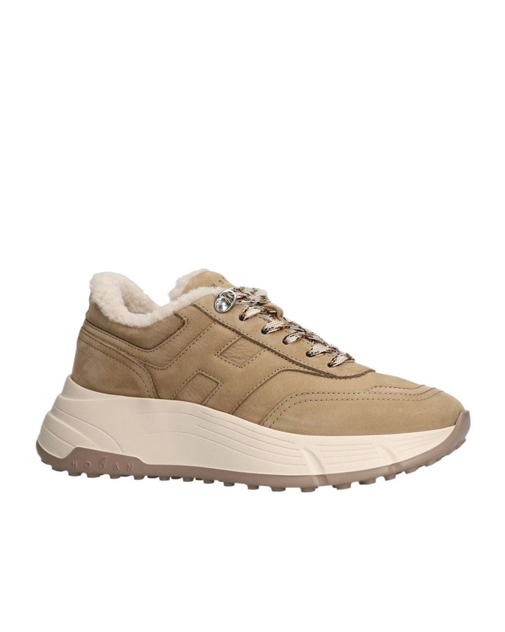 Hogan Natural Hi Fi Shearling Low-Top Sneakers