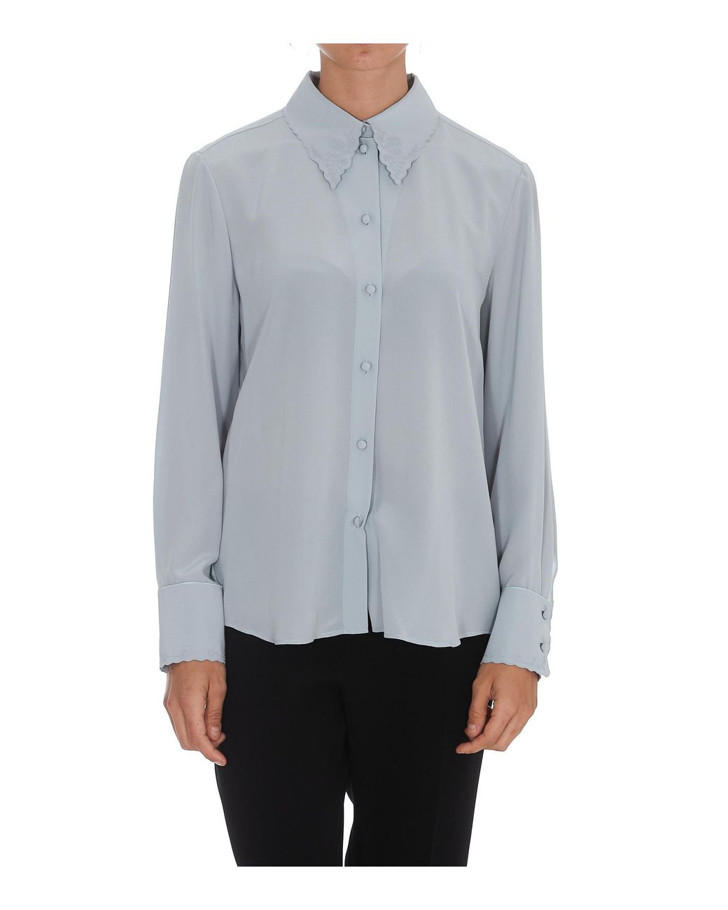 Chloé Gray Ruffled Shirt