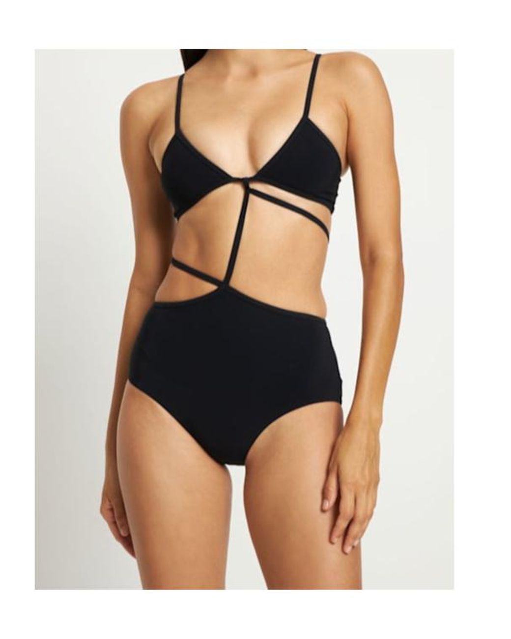Christopher Esber Black Bandeau Tie One Piece Swimsuit
