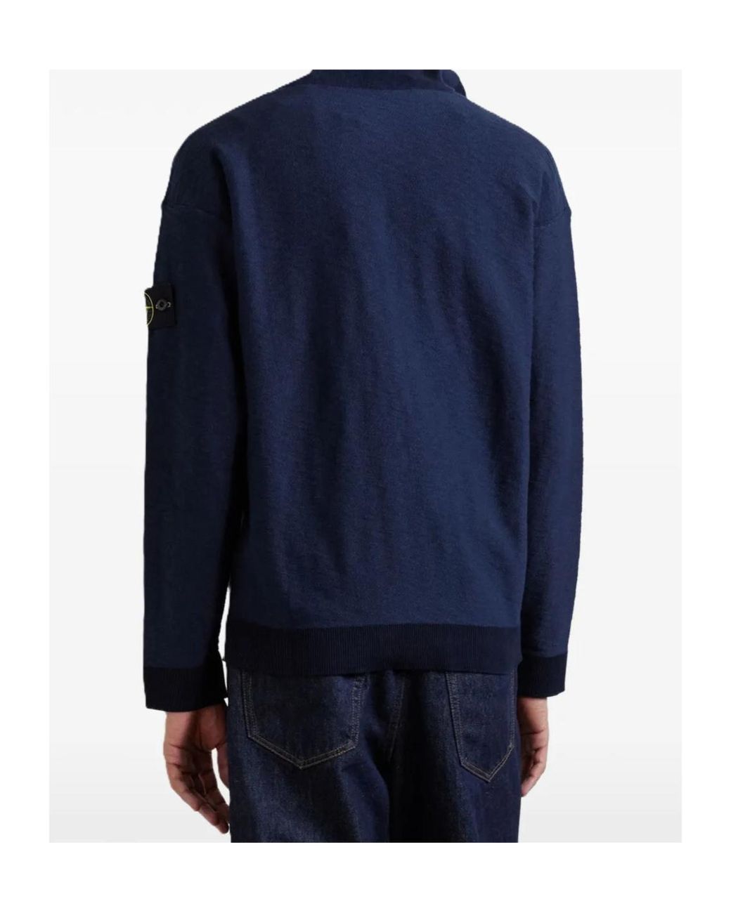 Stone Island Blue Logo-Appliquéd Zip-Up Sweater for men