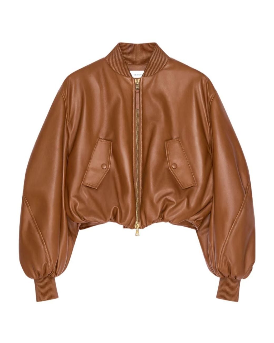 Givenchy Brown Cropped Cocoon Bomber Jacket