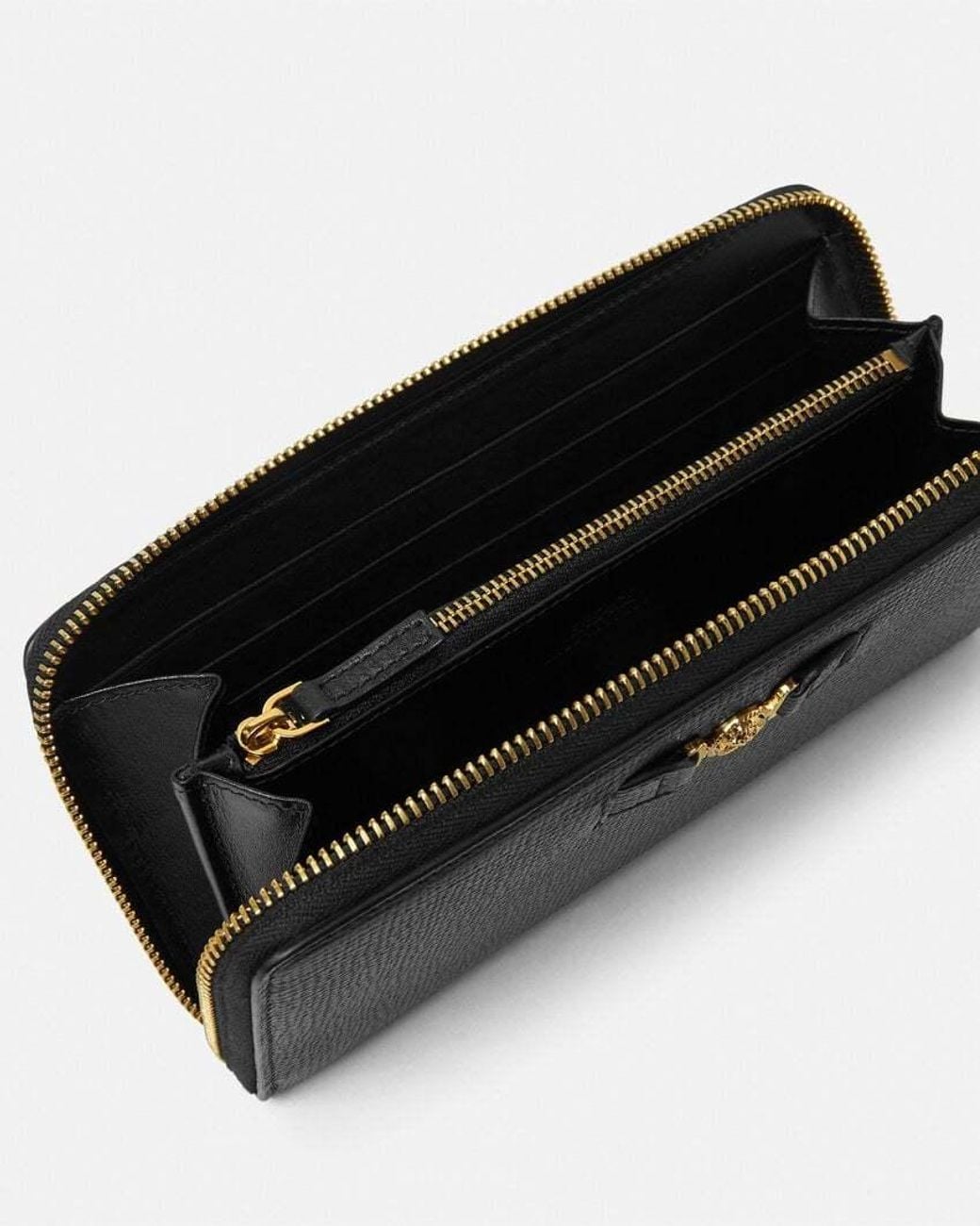 Versace Black Medusa Biggie Zipped Continental Wallet for men