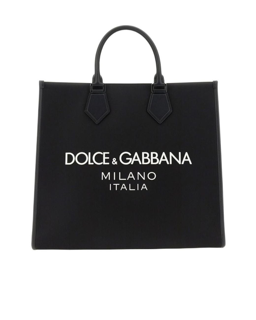 Dolce & Gabbana Black Logo Rubberized Large Shopper Bag for men