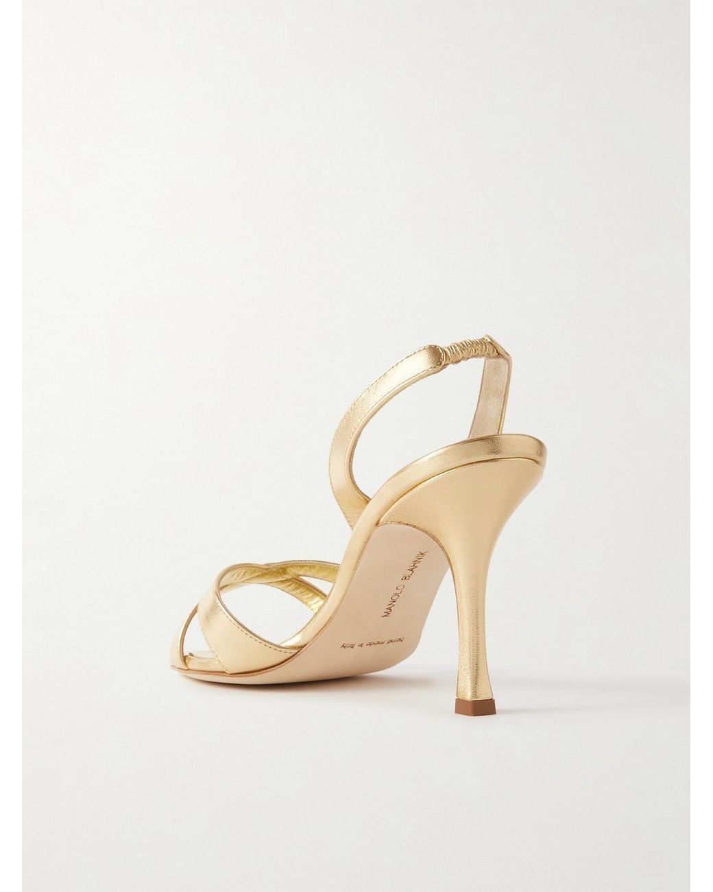 Manolo Blahnik Metallic Open-Back High-Heel Sandals