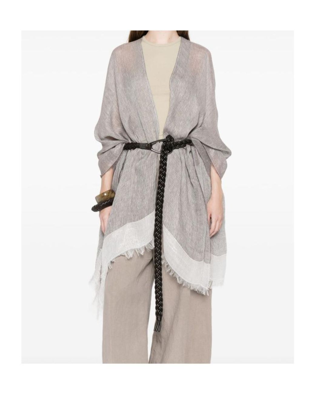 Fabiana Filippi Gray Frayed Open Cape