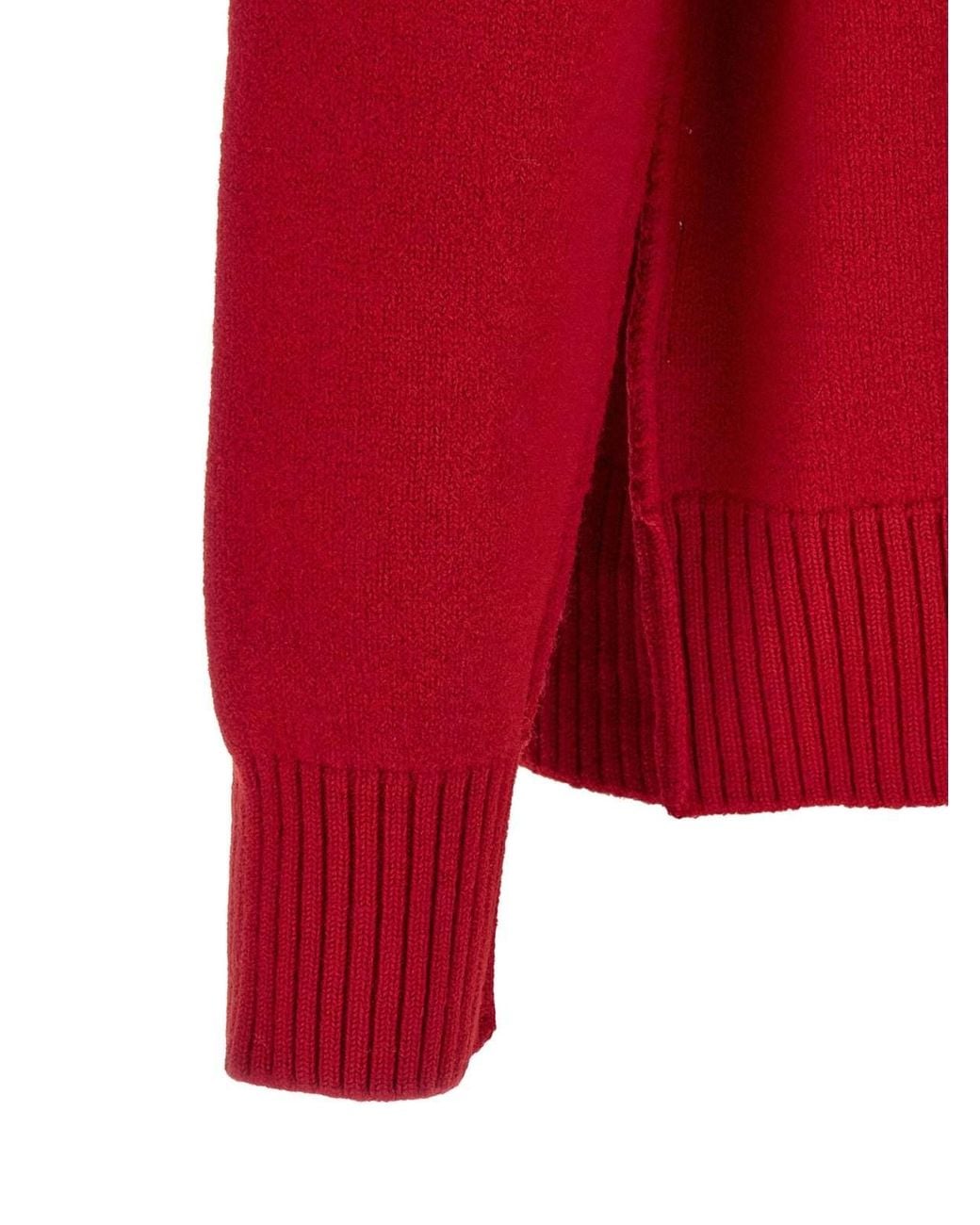 AMI Red Ami Ami De Coeur Logo Intarsia-Knit Cardigan for men