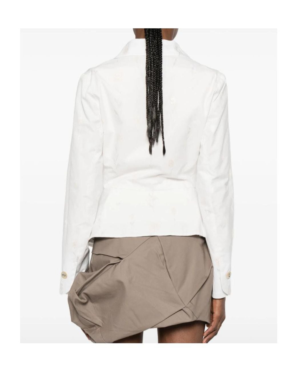 Vivienne Westwood White Embroidered-Flower Button Jacket