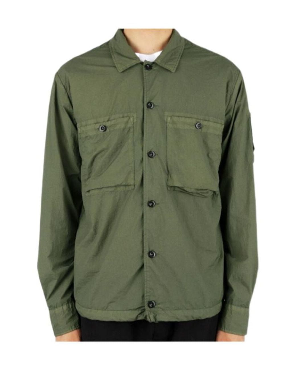 C P Company Green Button Down Lightweight Jacket for men