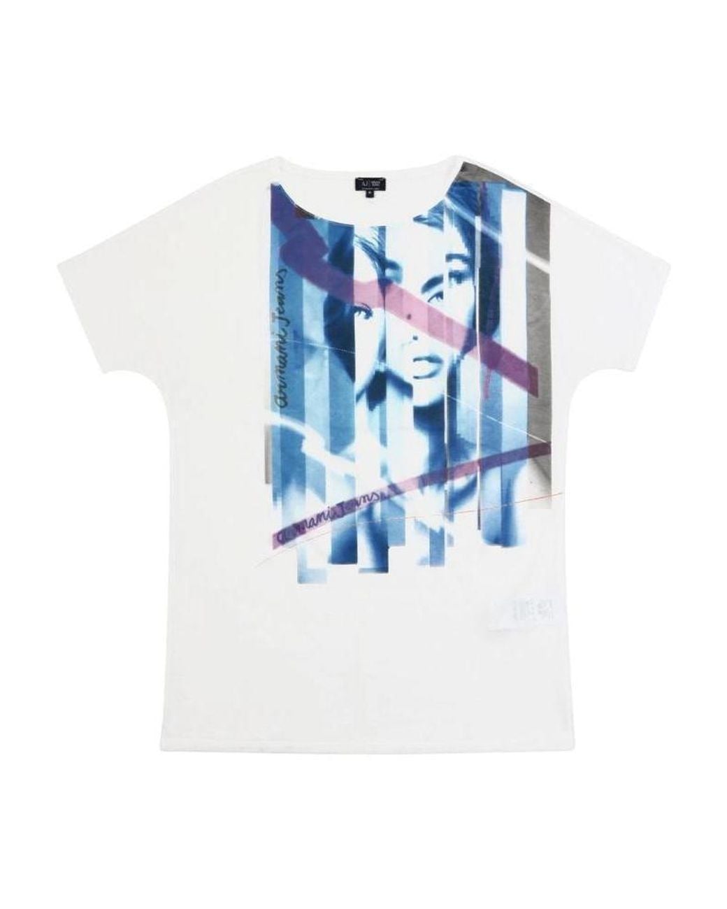 Armani Jeans Blue Printed T-Shirt With Round Neck