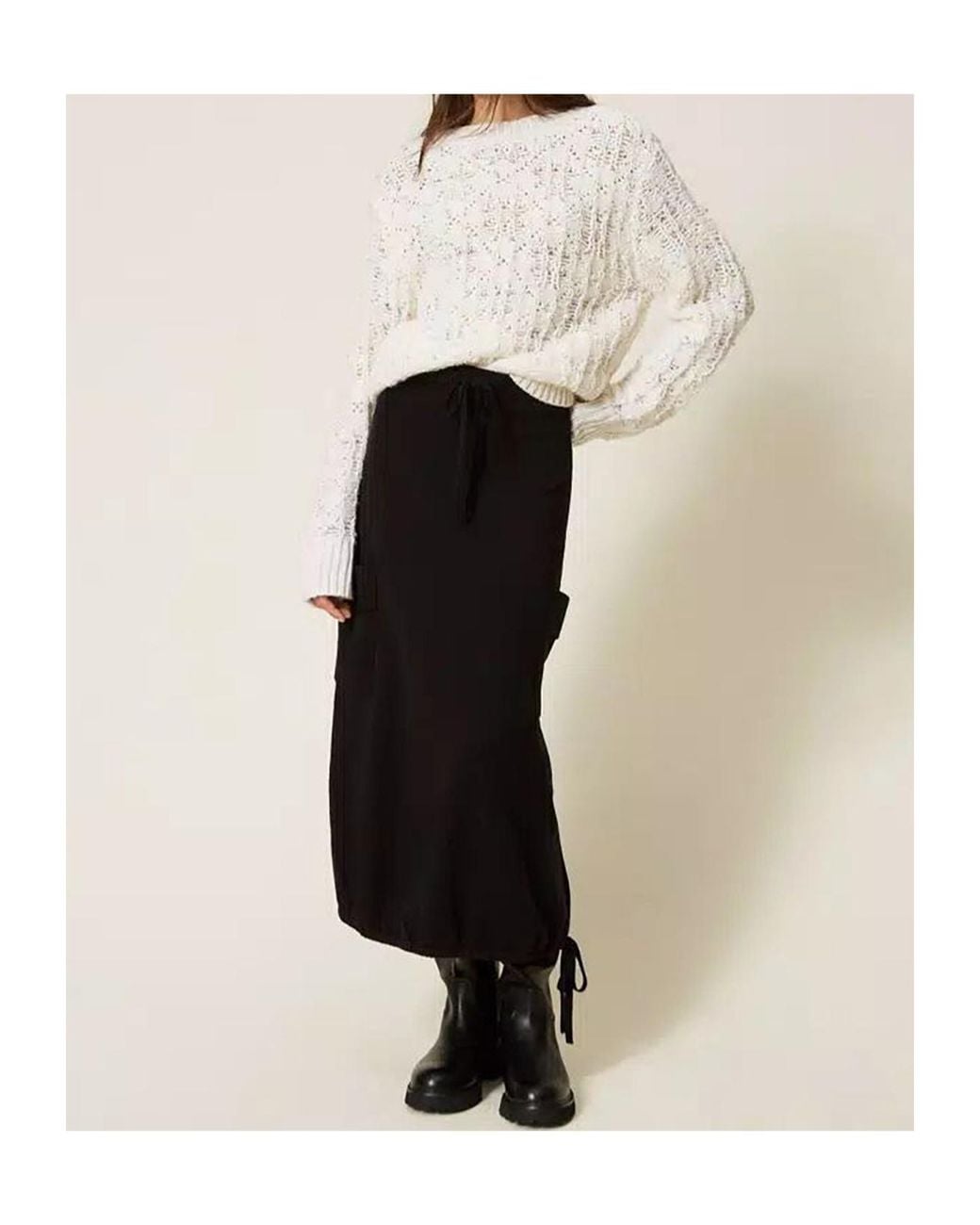 Twinset Black Drawstring Skirt