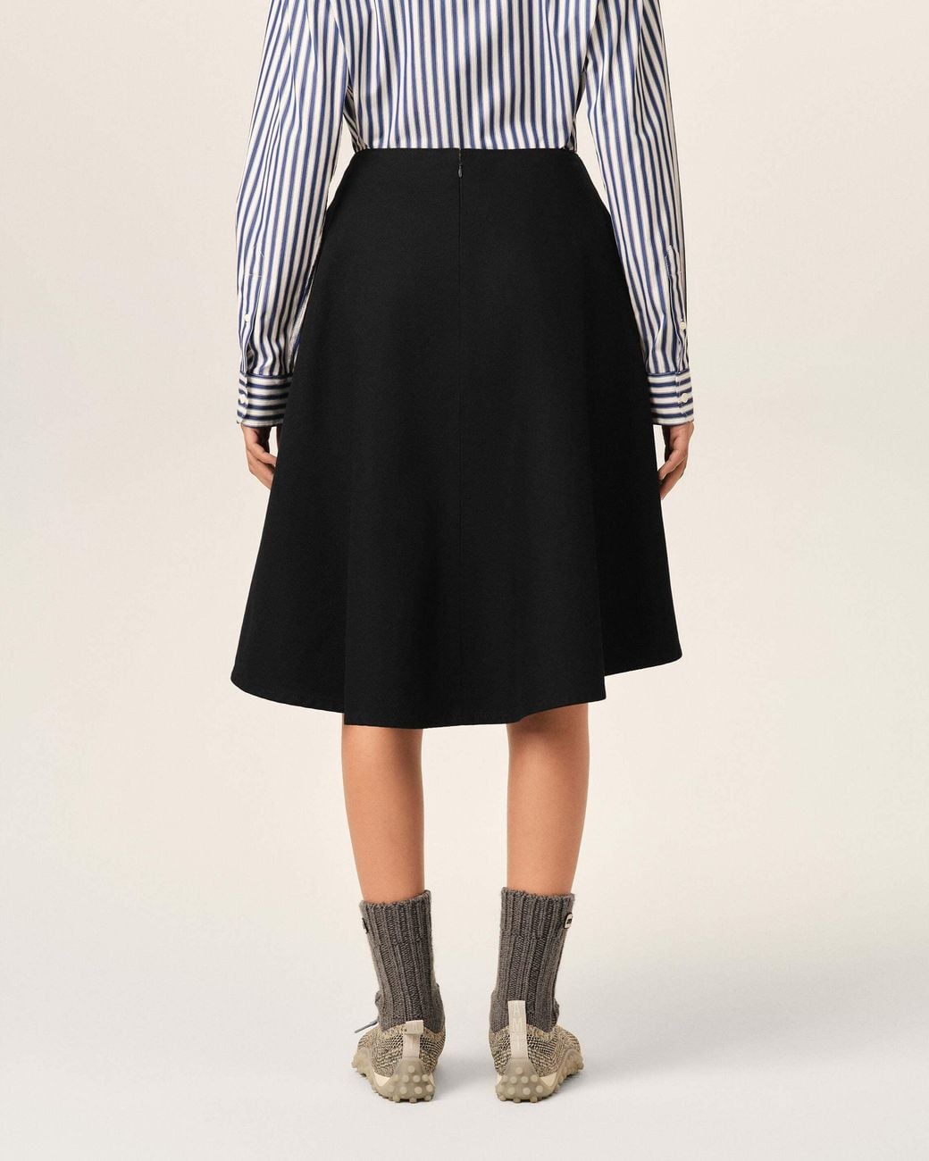 AMI Black Ami High-Low Flared Skirt