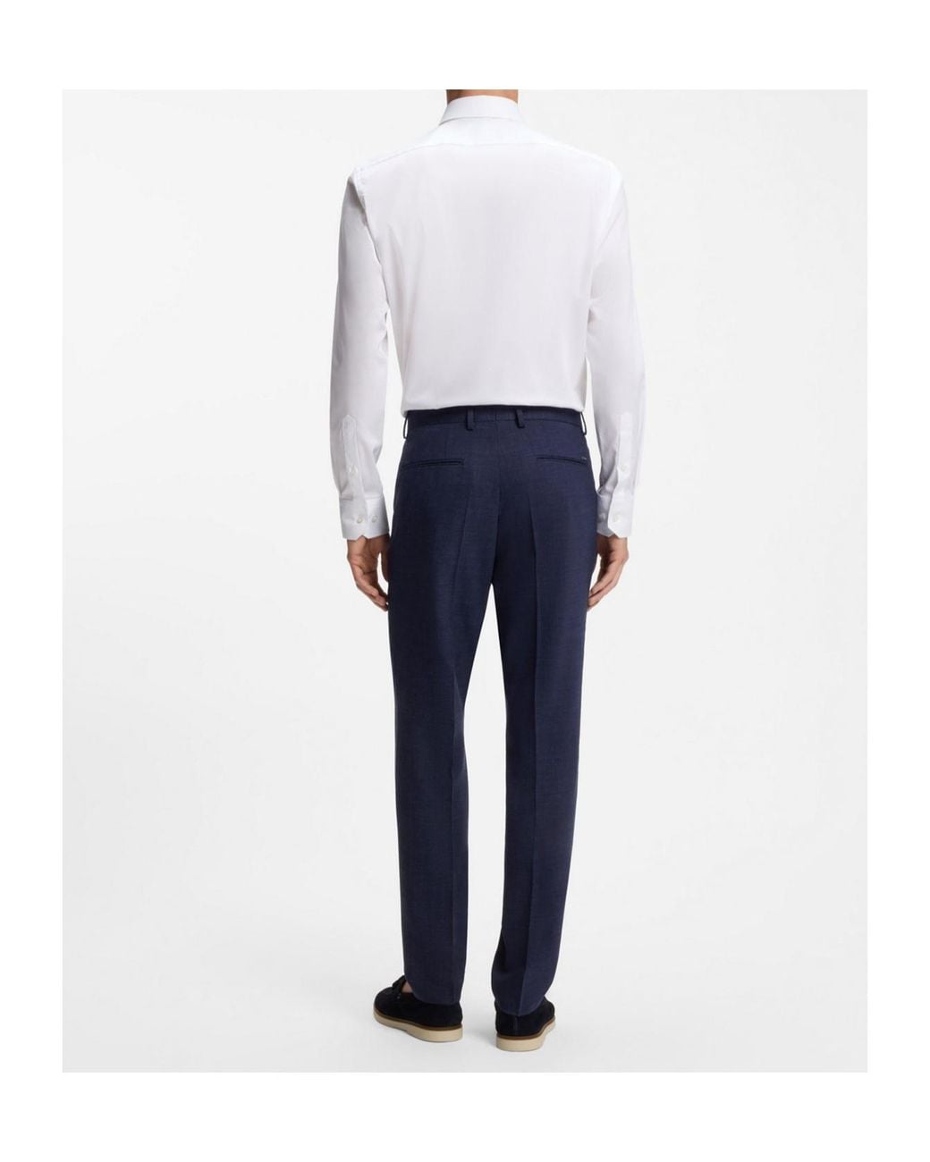 Boss Blue Belt Loop Casual Pants for men