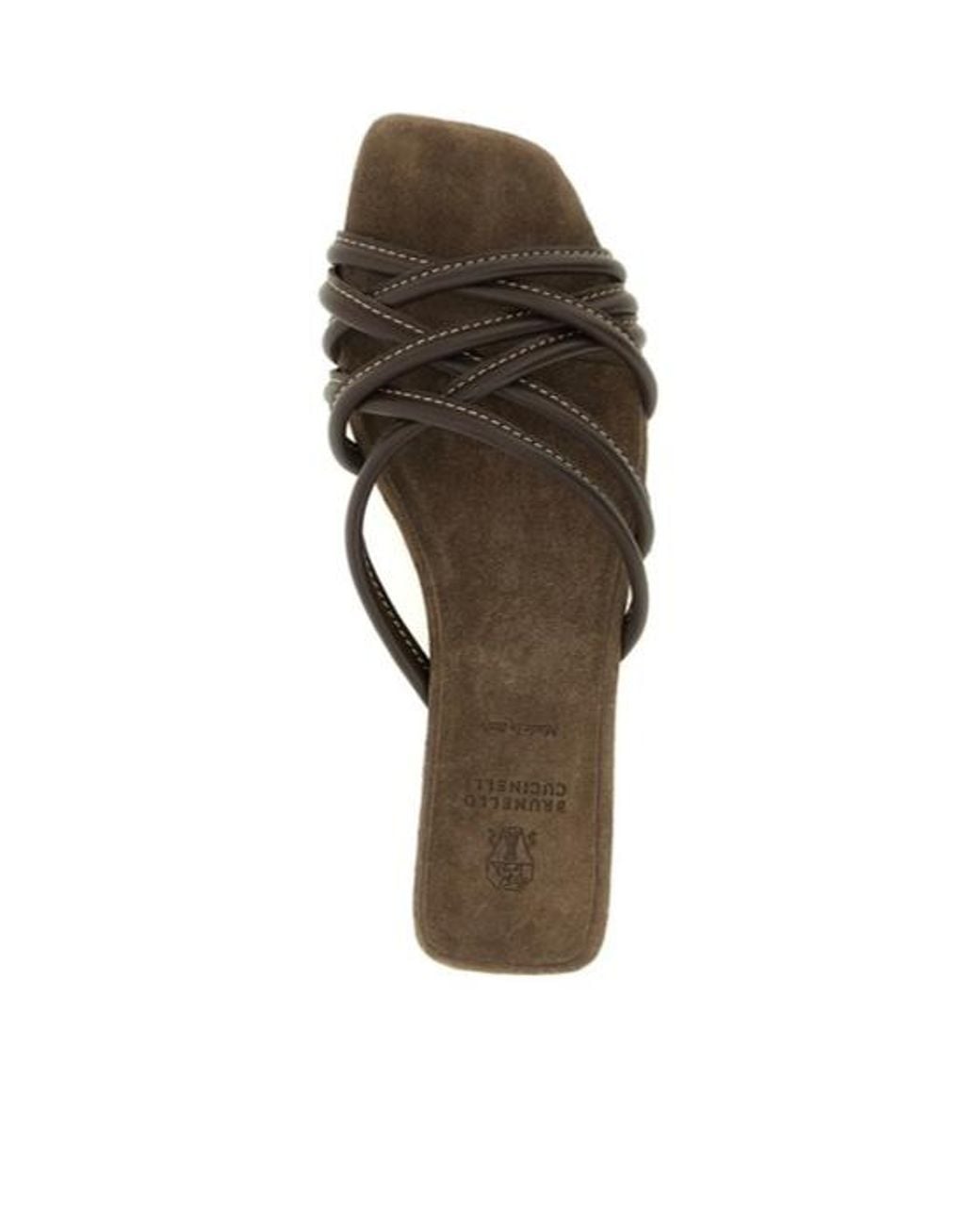 Brunello Cucinelli Brown Strappy Slides
