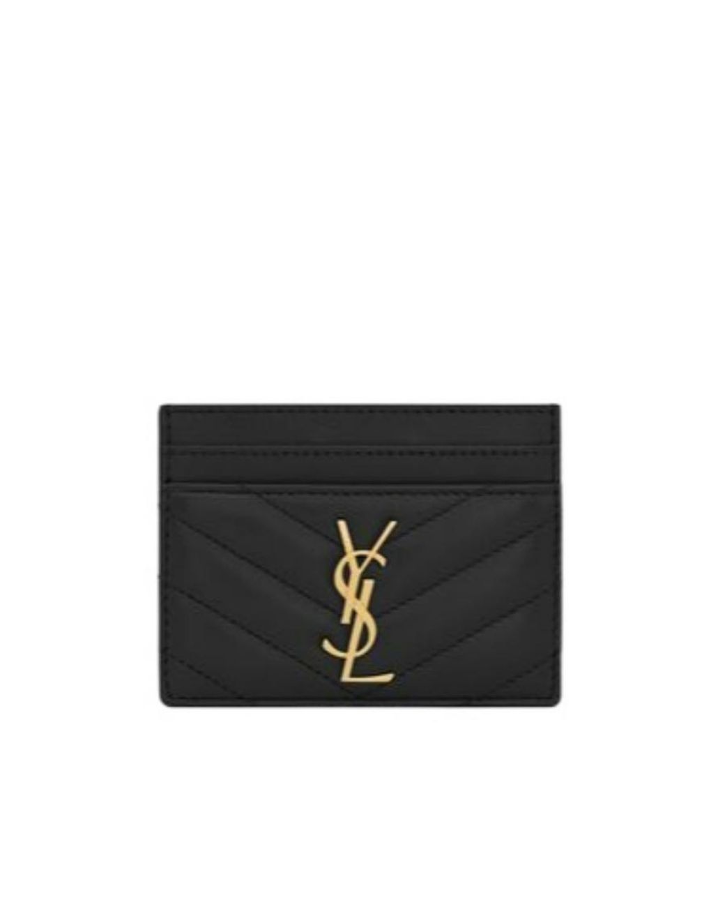 Saint Laurent Black Cassandre Matelassé Card Case