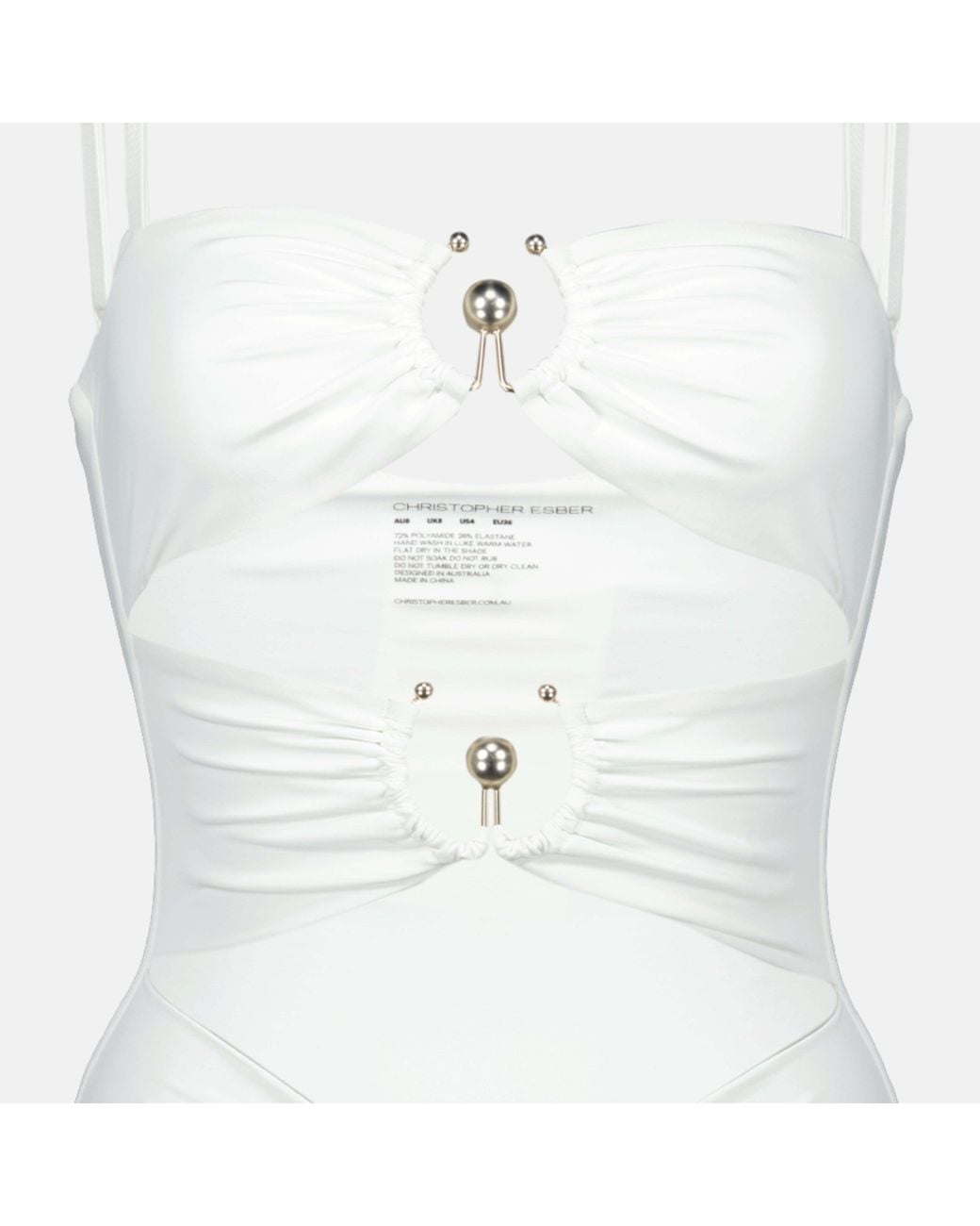 Christopher Esber White Cut-Out Detailed One-Piece Swimsuit