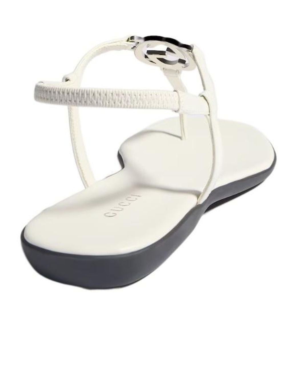Gucci White Interlocking G Thong Sandals