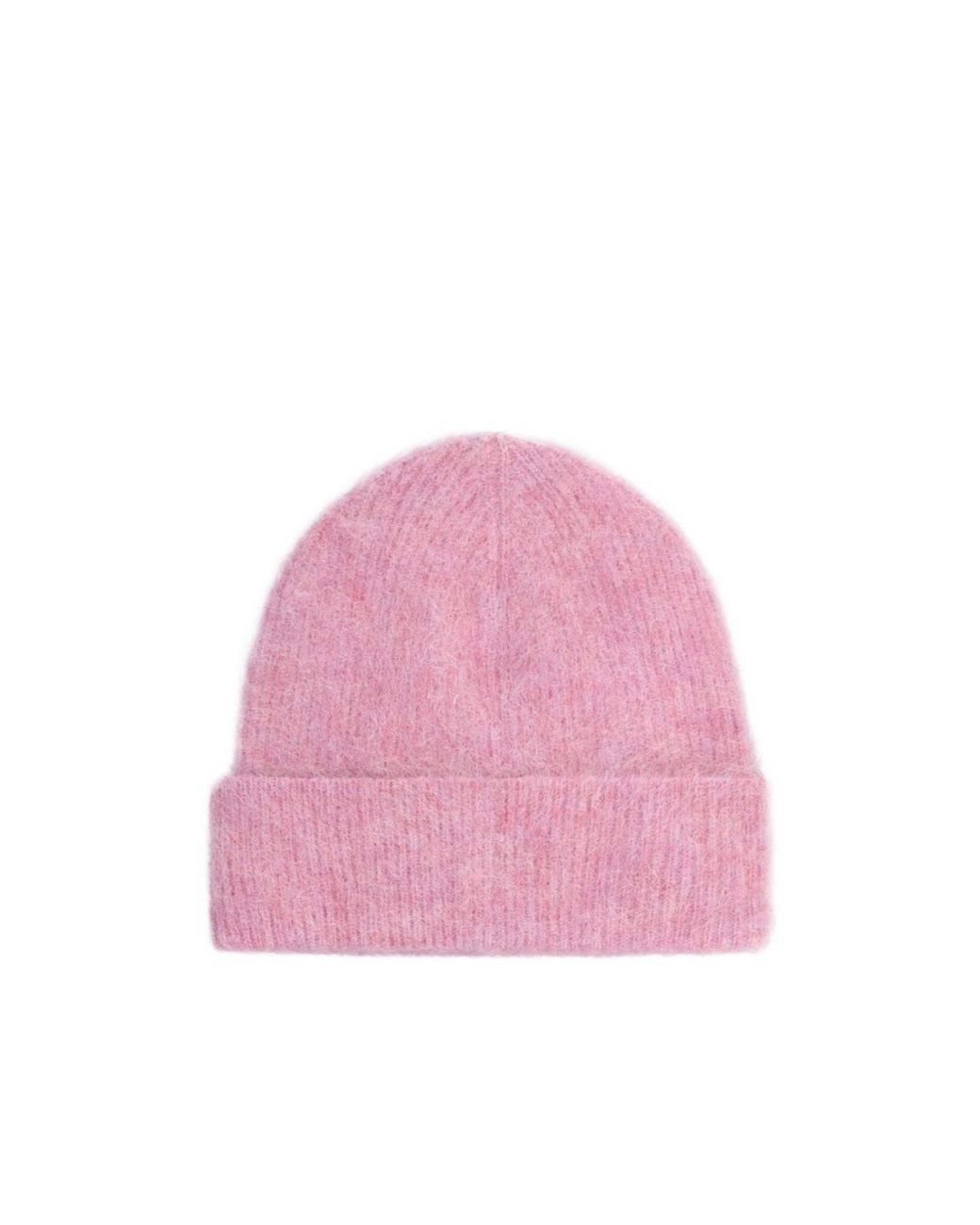 Isabel Marant Pink Logo Patch Ribbed-Knit Beanie