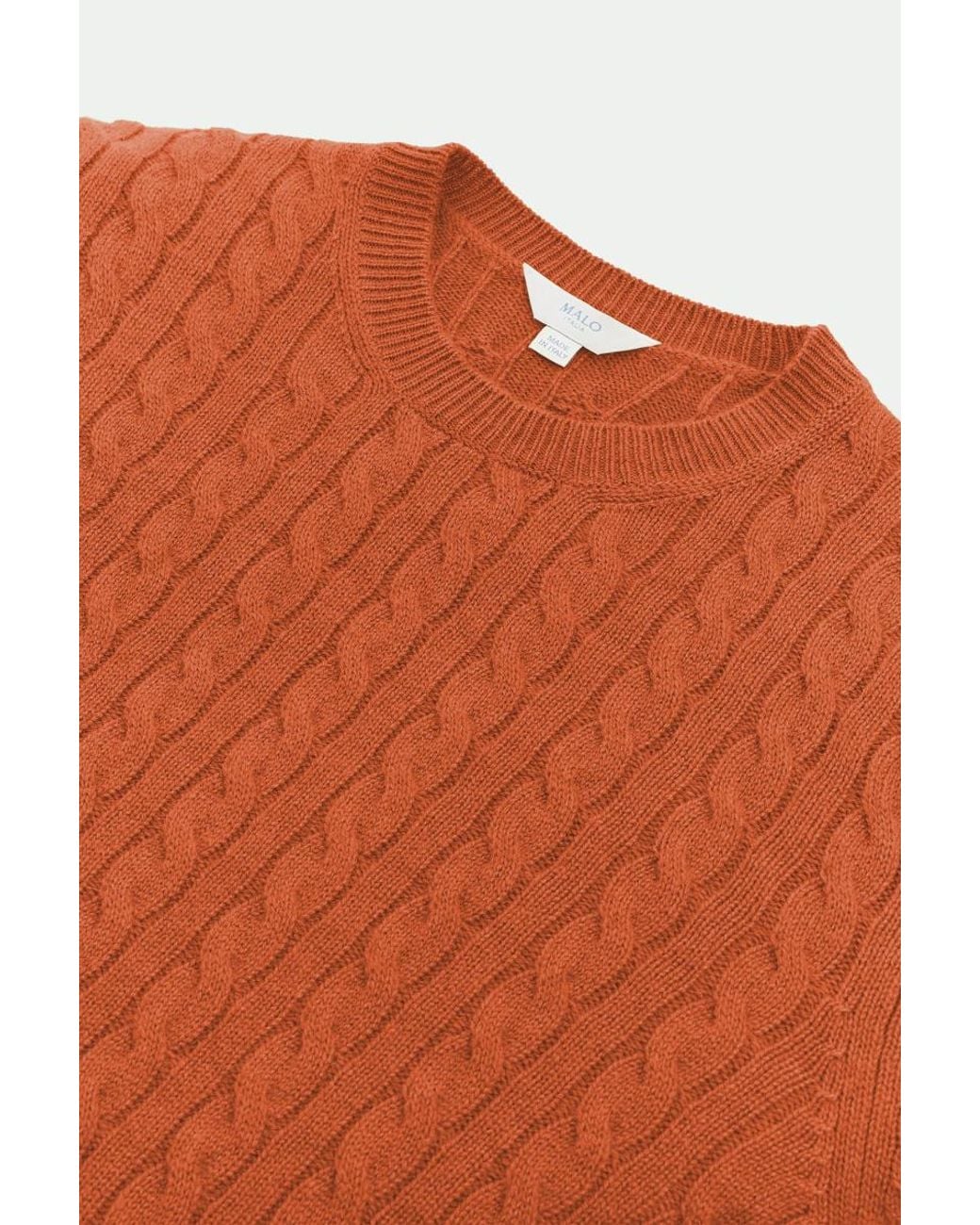 Malo Brown Cable-Knit Cashmere Sweater for men