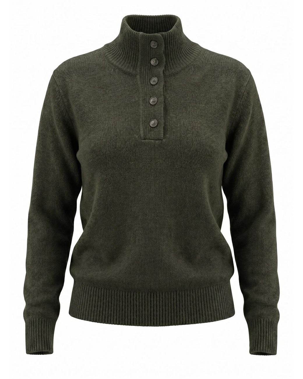 Nili Lotan Black Button-Placket High-Neck Sweater