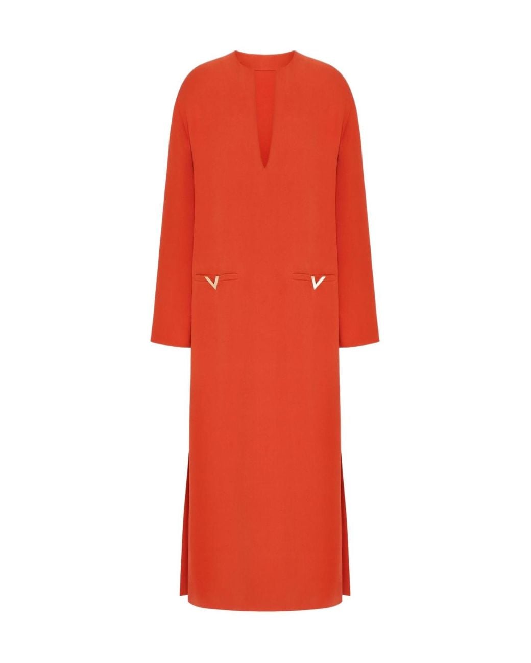 Valentino Red V Straight Hem Midi Dress