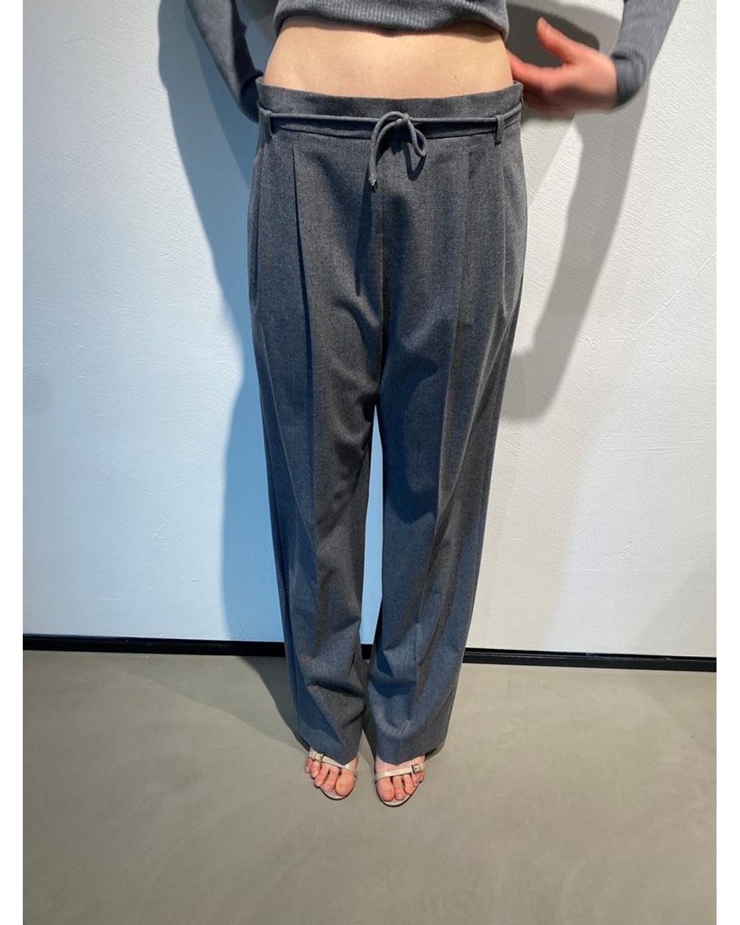 Max Mara Blue Pleated Wide-Leg Trousers