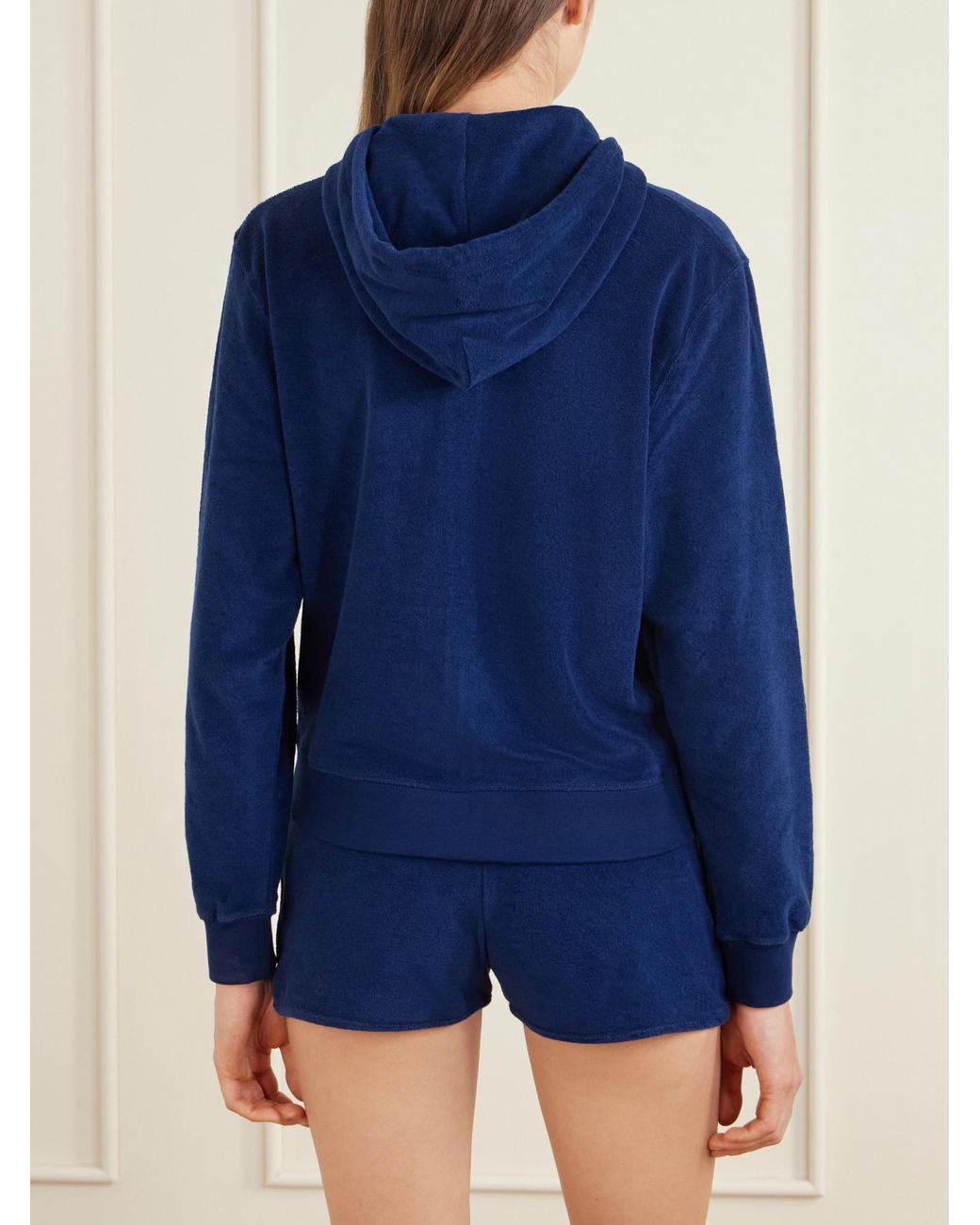 Hunza G Blue Hooded Embroidered Cotton-Terry Top
