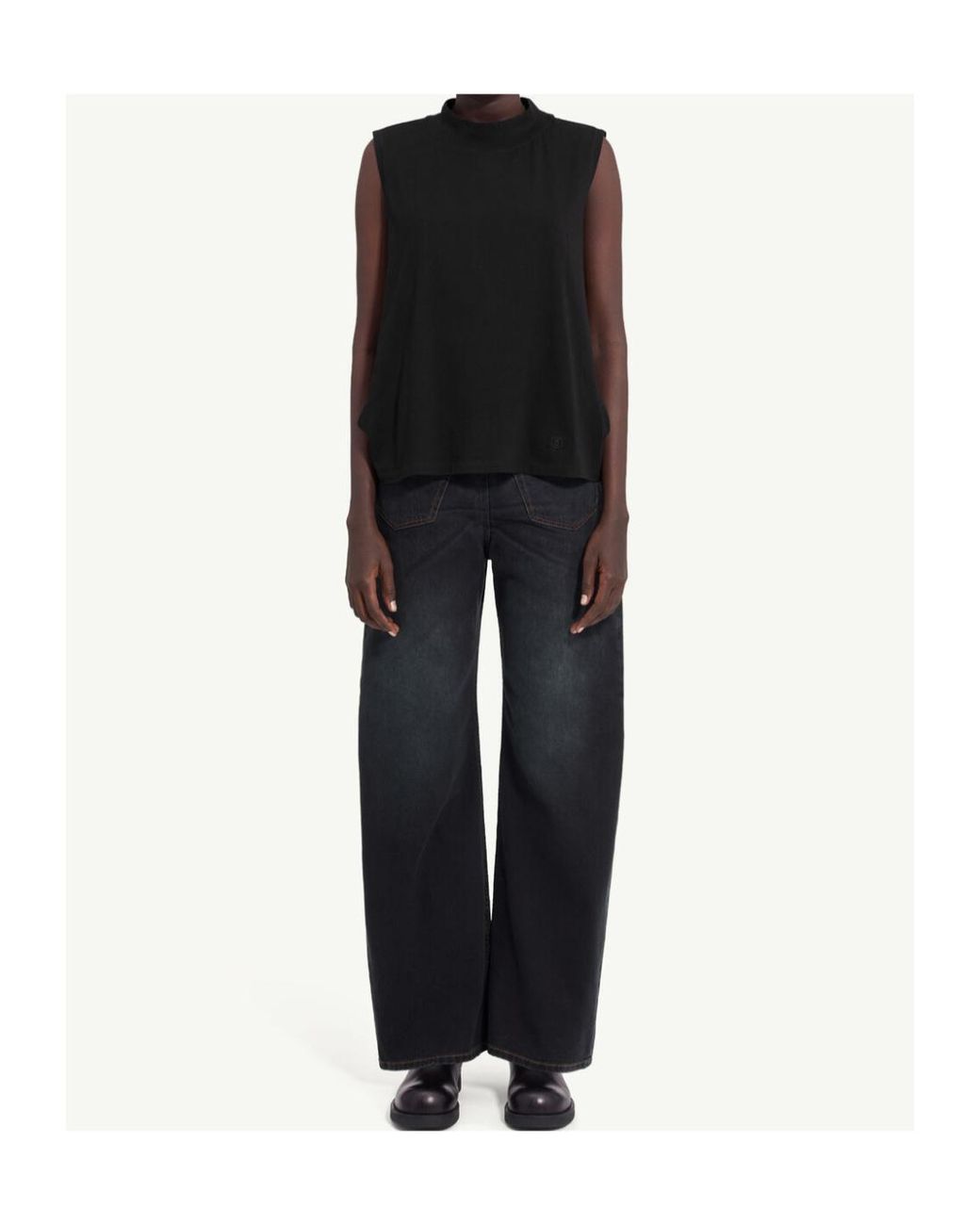 MM6 by Maison Margiela Black Cotton Jersey Sleeveless Top