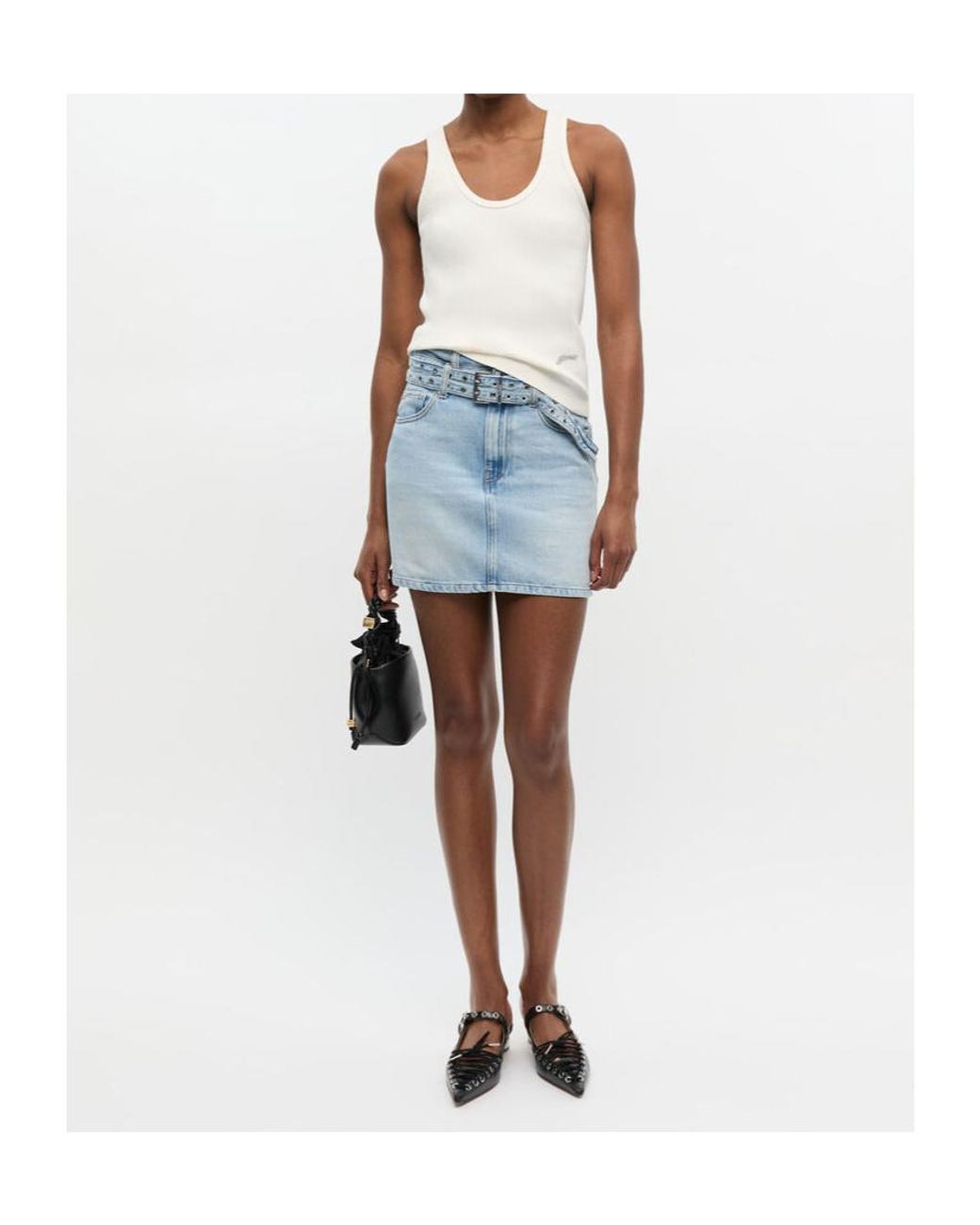 Ganni Natural Ribbed Knit Tank Top