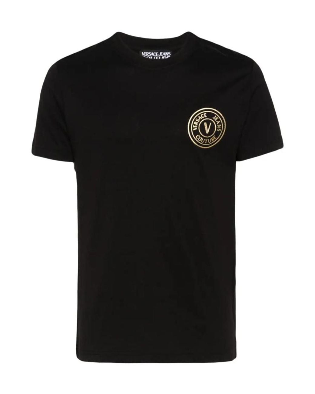 Versace Jeans Black Couture Logo-Printed Crewneck T-Shirt for men
