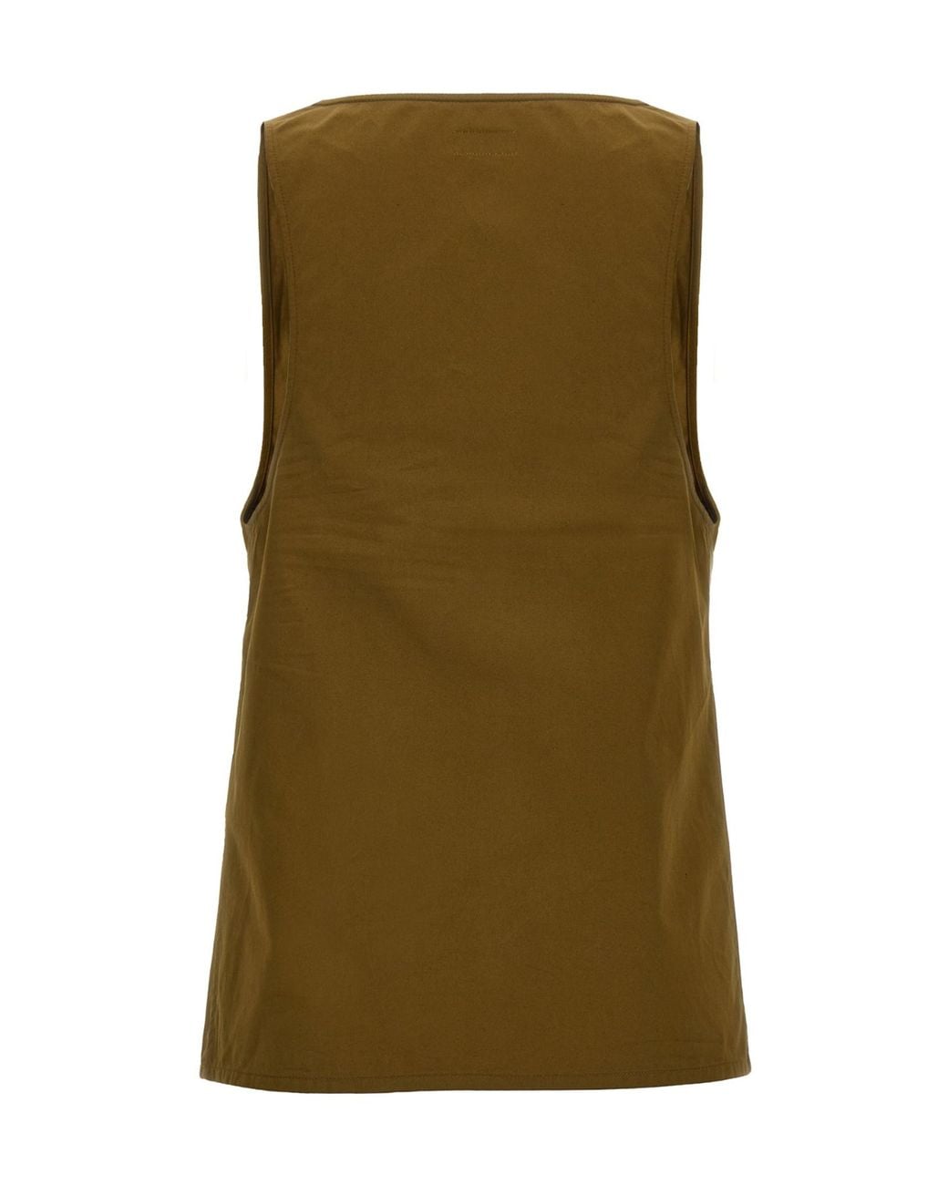 Saint Laurent Green Twill-Weave Sleeveless Top