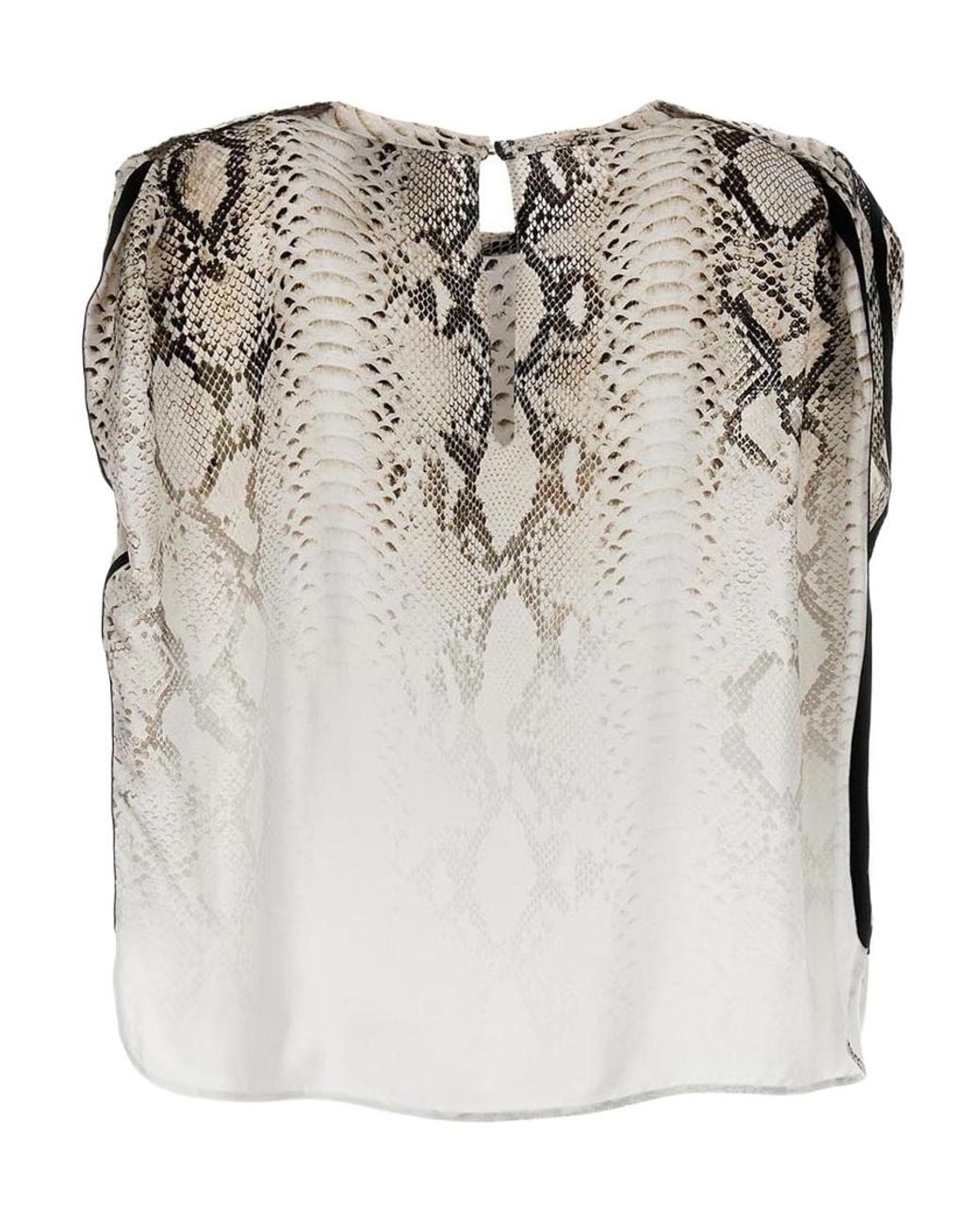Nude White Snake Print Bloshirt