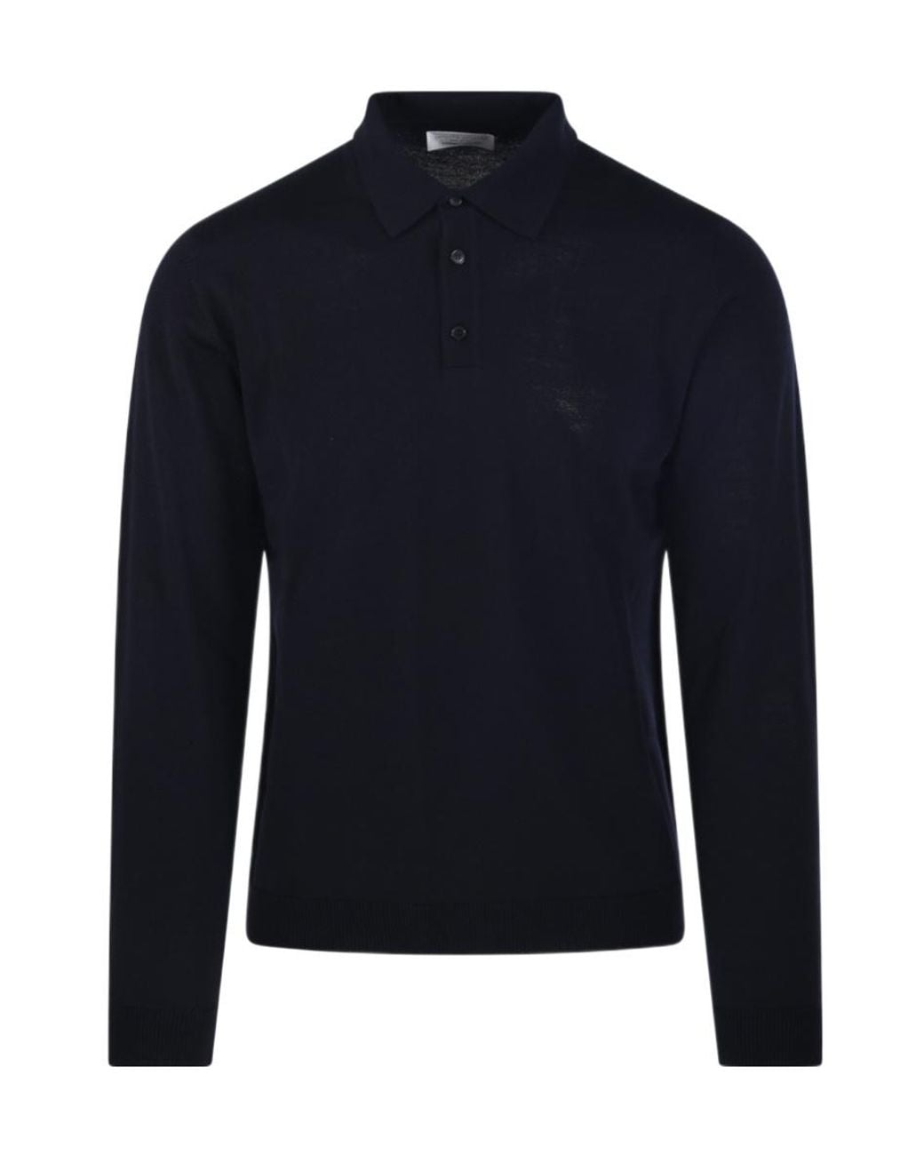 Roberto Collina Blue Merino Long Sleeve Polo Shirt for men