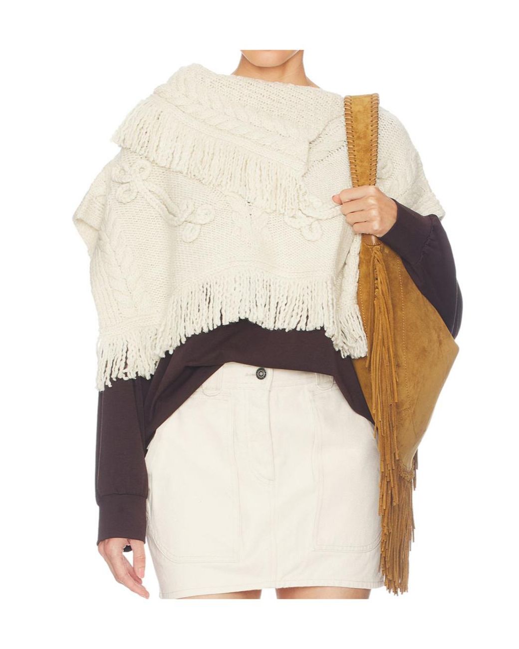Isabel Marant Natural Isabel Marant Étoile Kacie Fringed Knit Cape