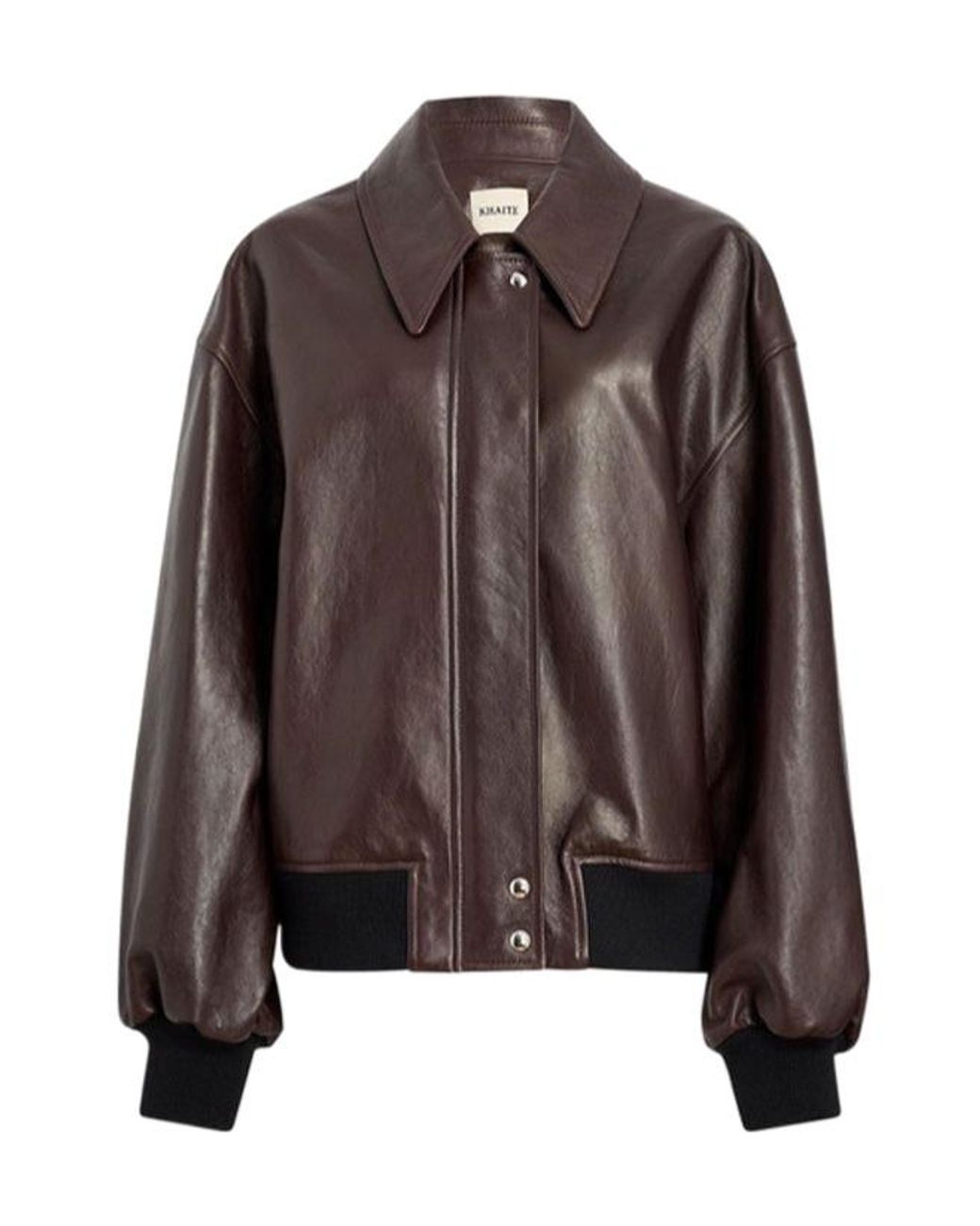 Khaite Brown Shelman Leather Bomber Jacket