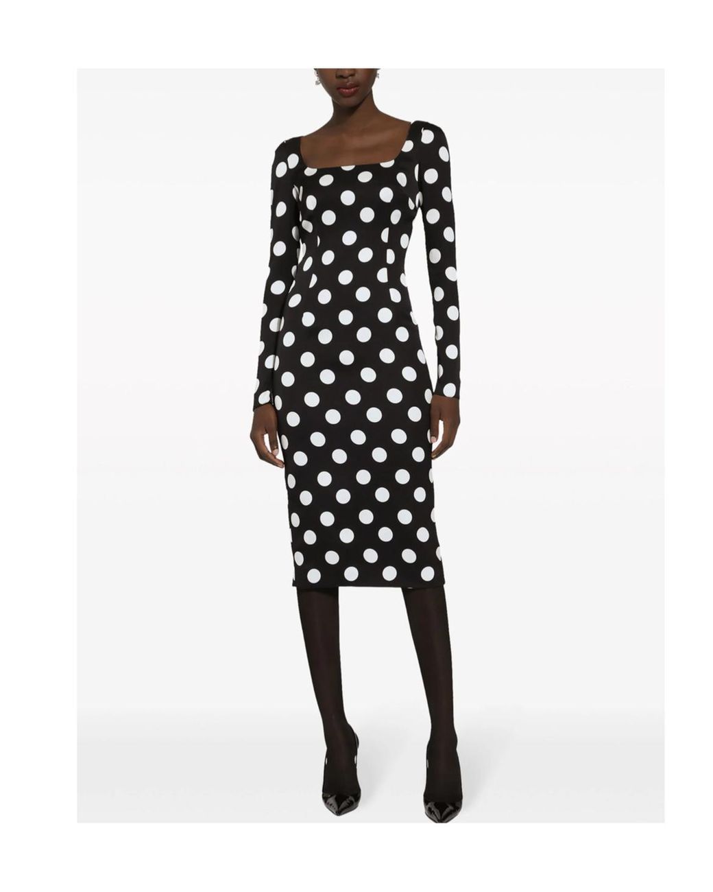Dolce & Gabbana Black Silk Polka-Dot Bodycon Dress