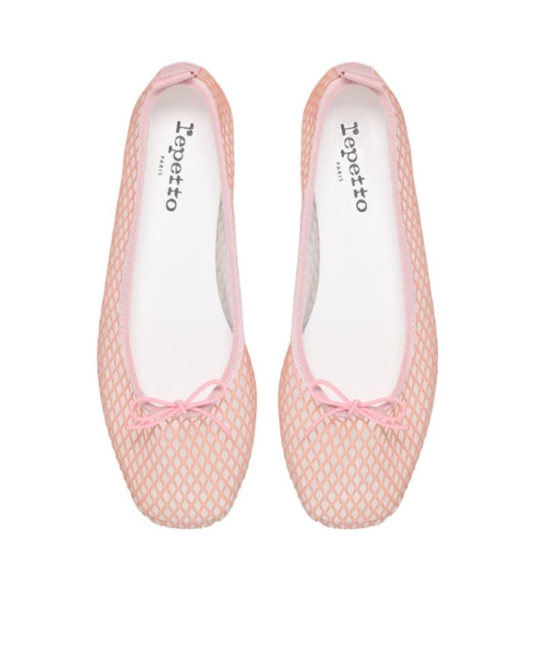 Repetto Pink Mesh Bow-Detail Ballet Flats