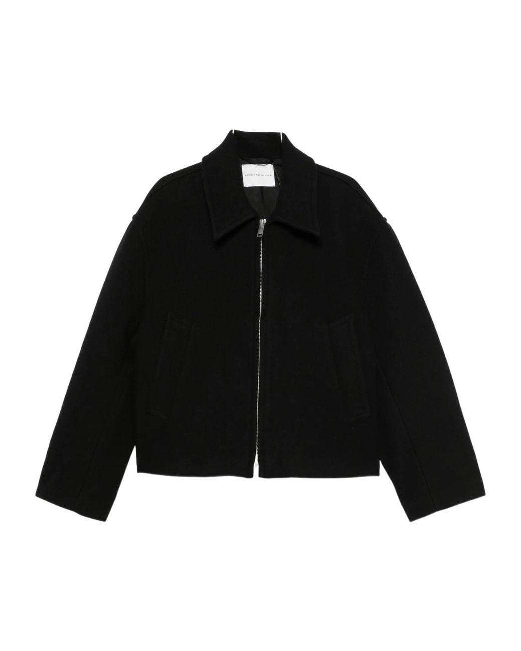 Studio Nicholson Black Zip-Up Spread-Collar Shirt Jacket for men