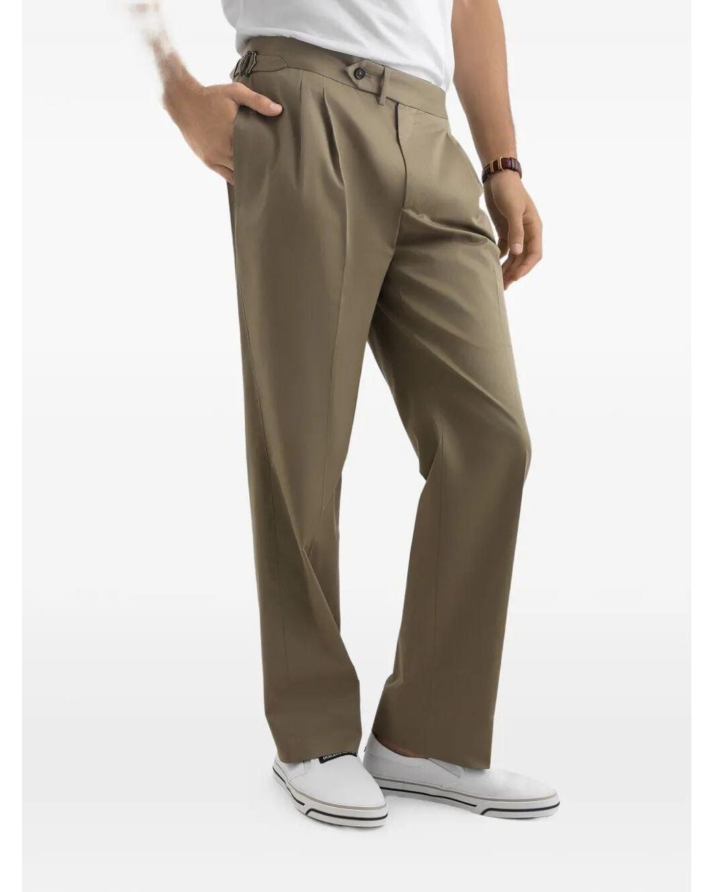 Dolce & Gabbana Gray Pleated Gabardine Pants for men