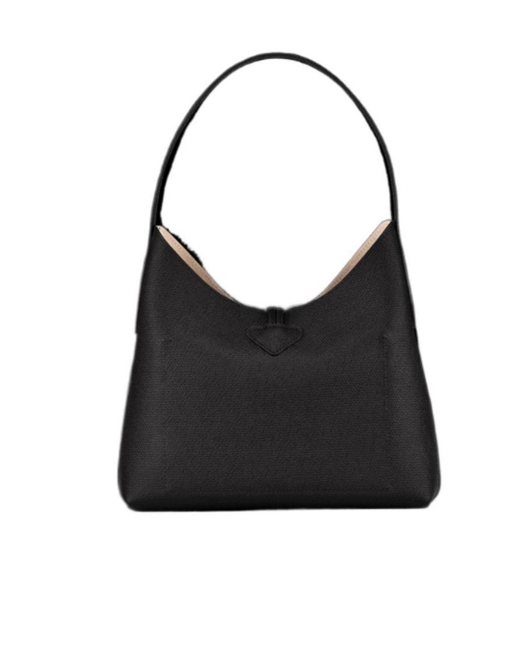 Longchamp Black Medium Roseau Open Top Shoulder Bag
