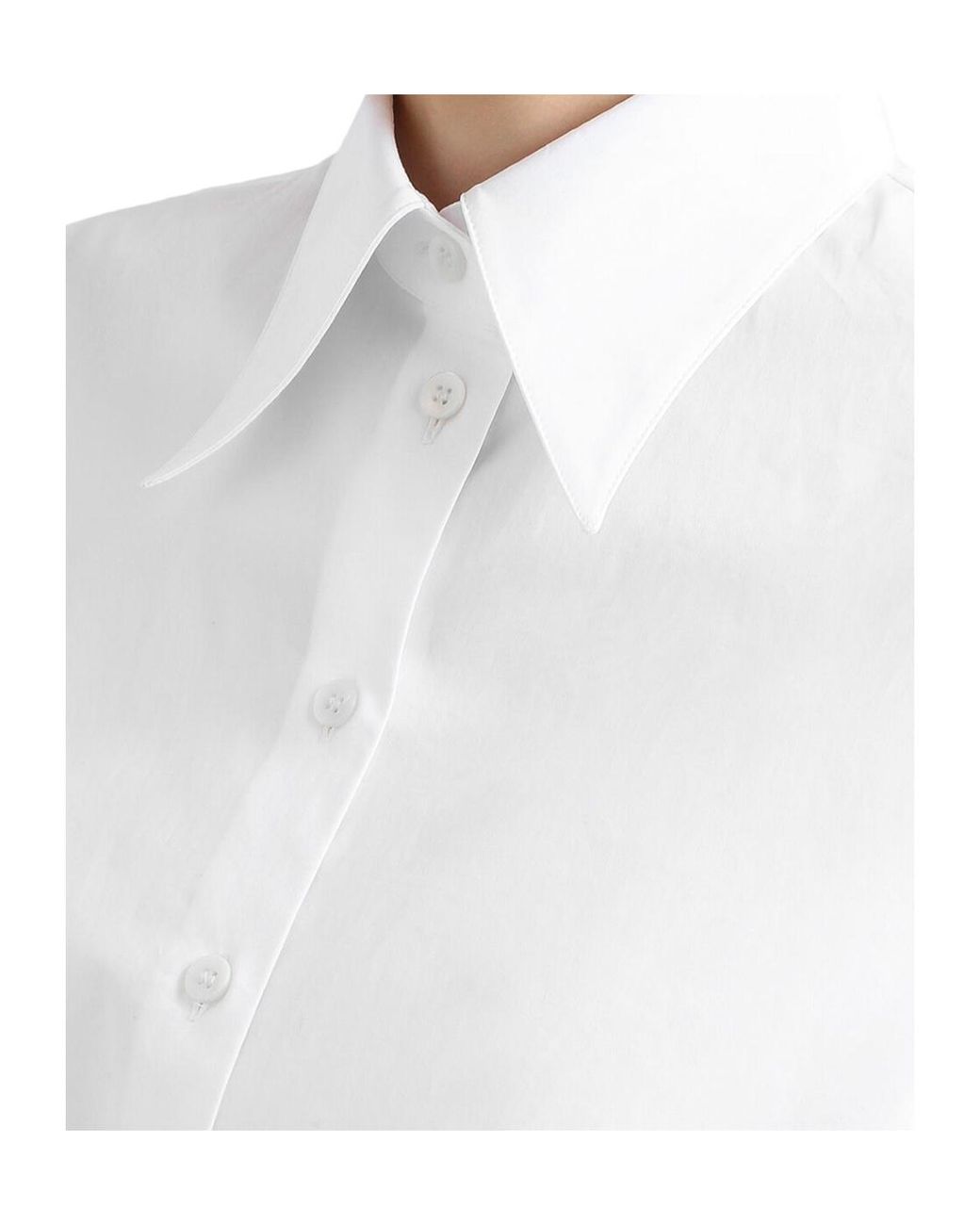 Dolce & Gabbana White Front Tie Detailed Poplin Shirt