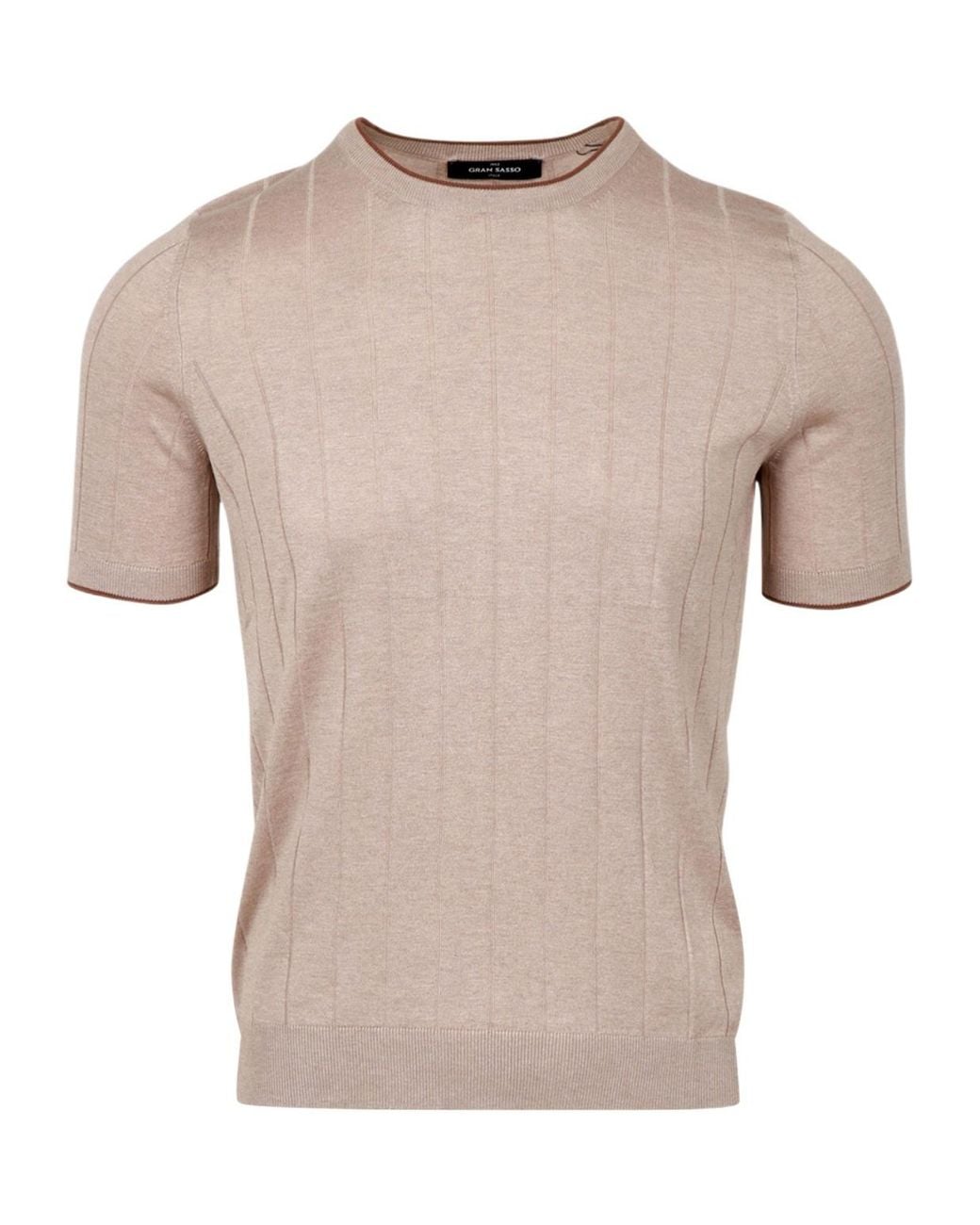 Gran Sasso Natural Maxi Ribbed Short-Sleeve Knitted Sweater for men