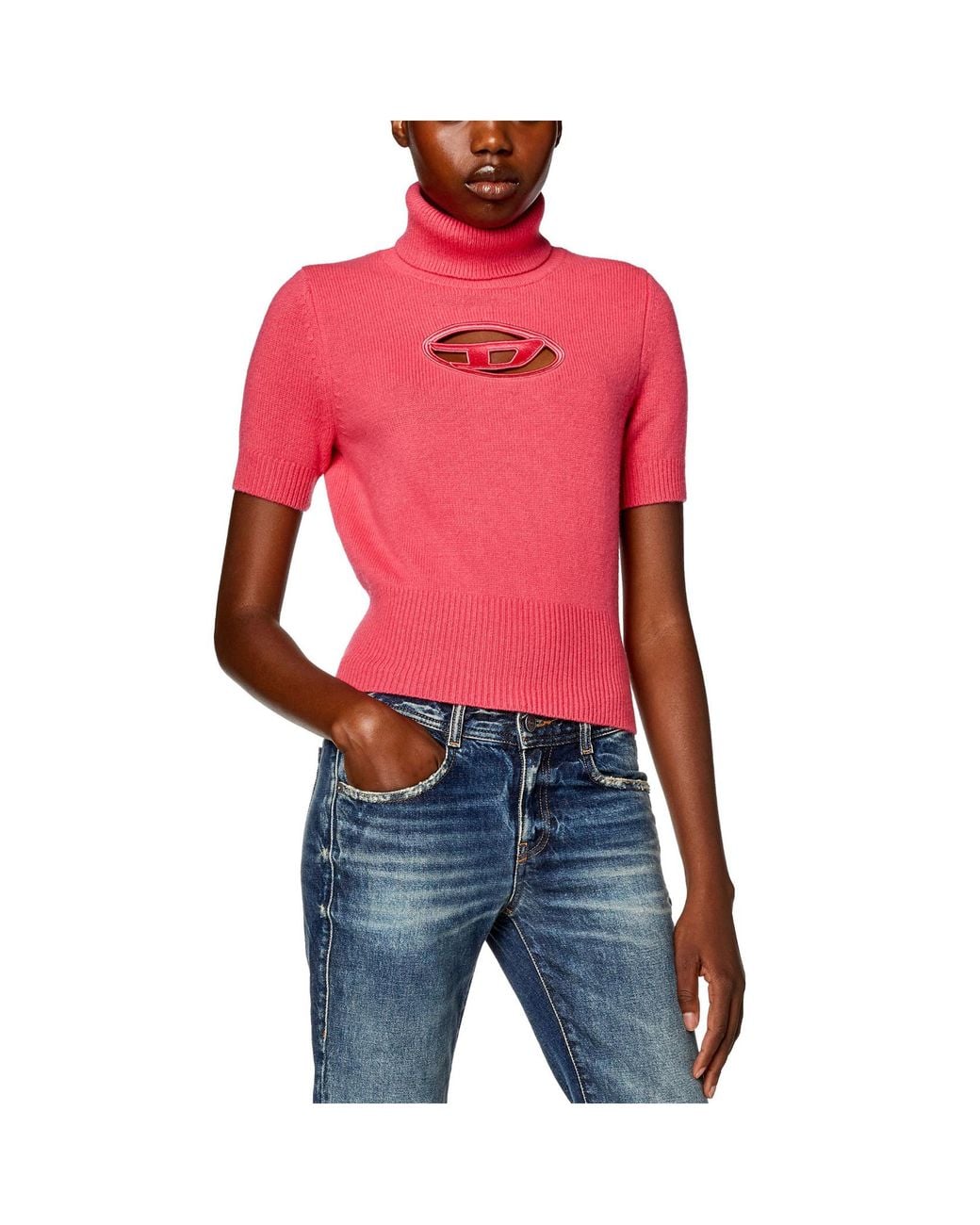 DIESEL Short-Sleeve Jumper in Pink | Lyst