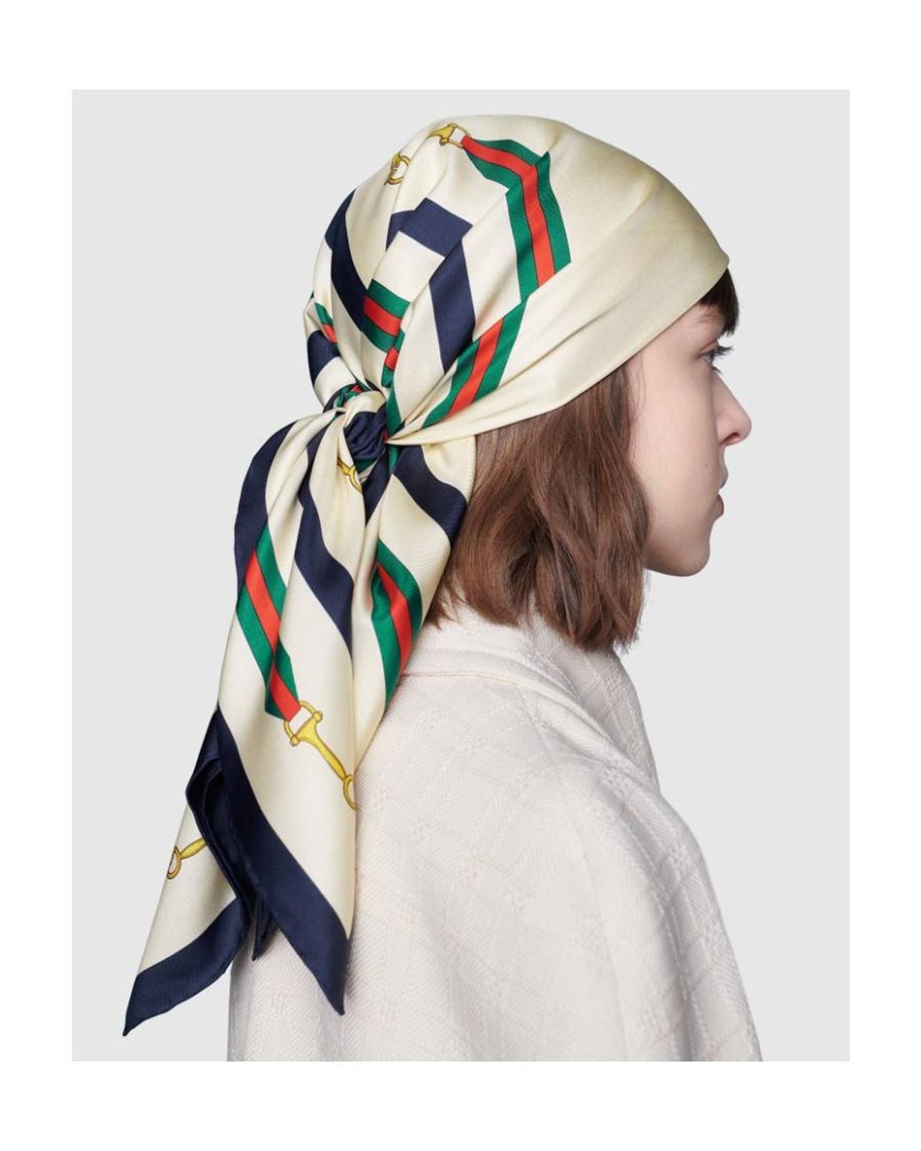 Gucci Green Printed Silk Twill Carré